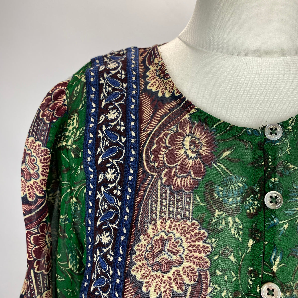 Sea New York Emerald Paisley Chiffon Blouse M