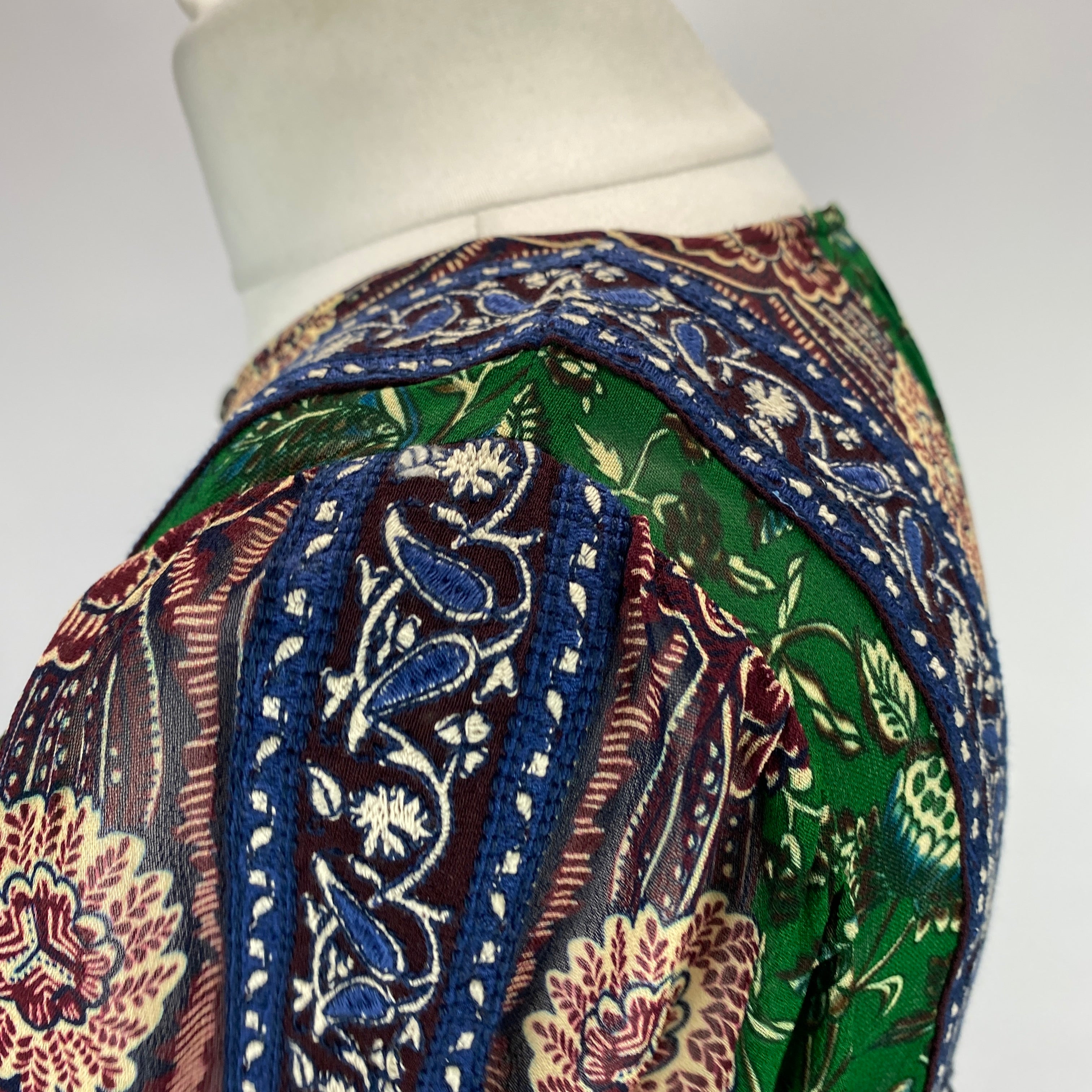 Sea New York Emerald Paisley Chiffon Blouse M