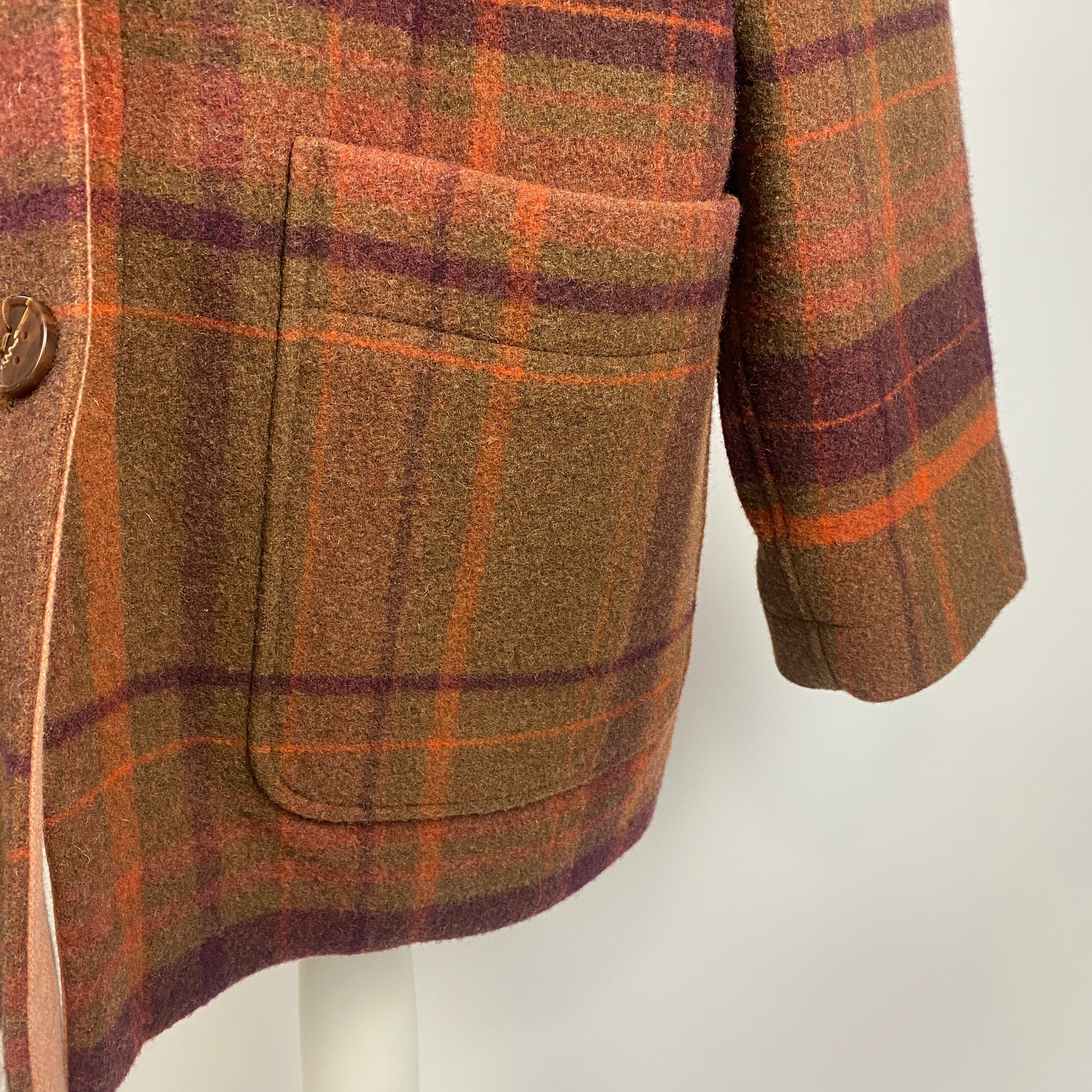 Acne Studios Khaki & Aubergine Check Wool Jacket XS/S/M/L