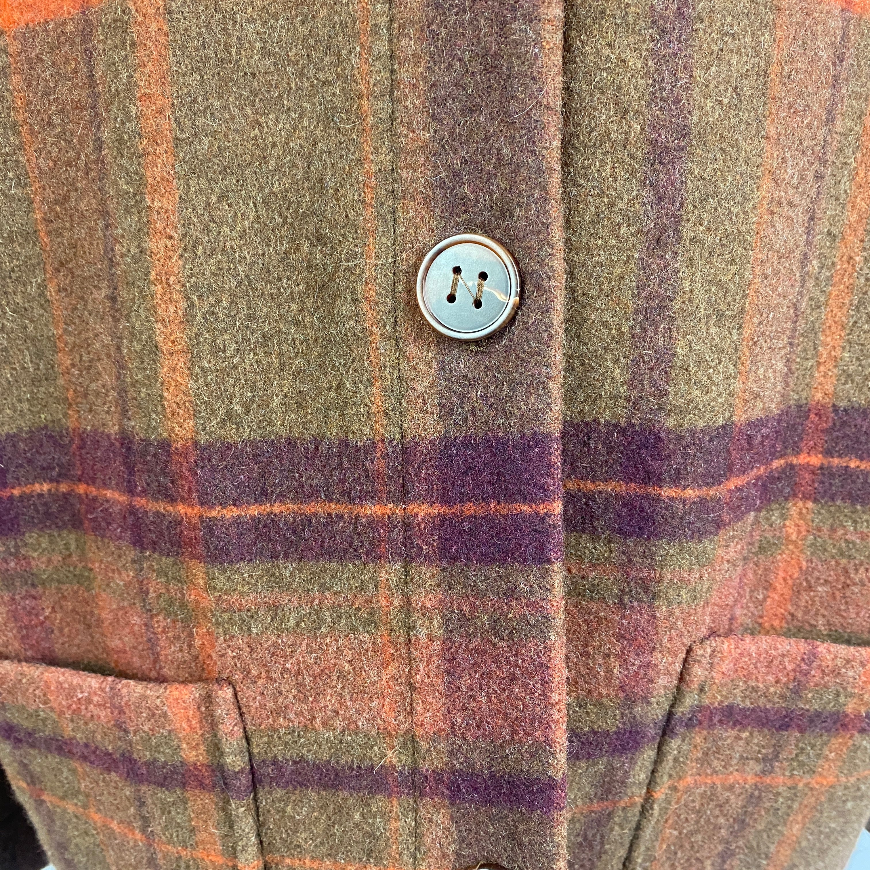 Acne Studios Khaki & Aubergine Check Wool Jacket XS/S/M/L