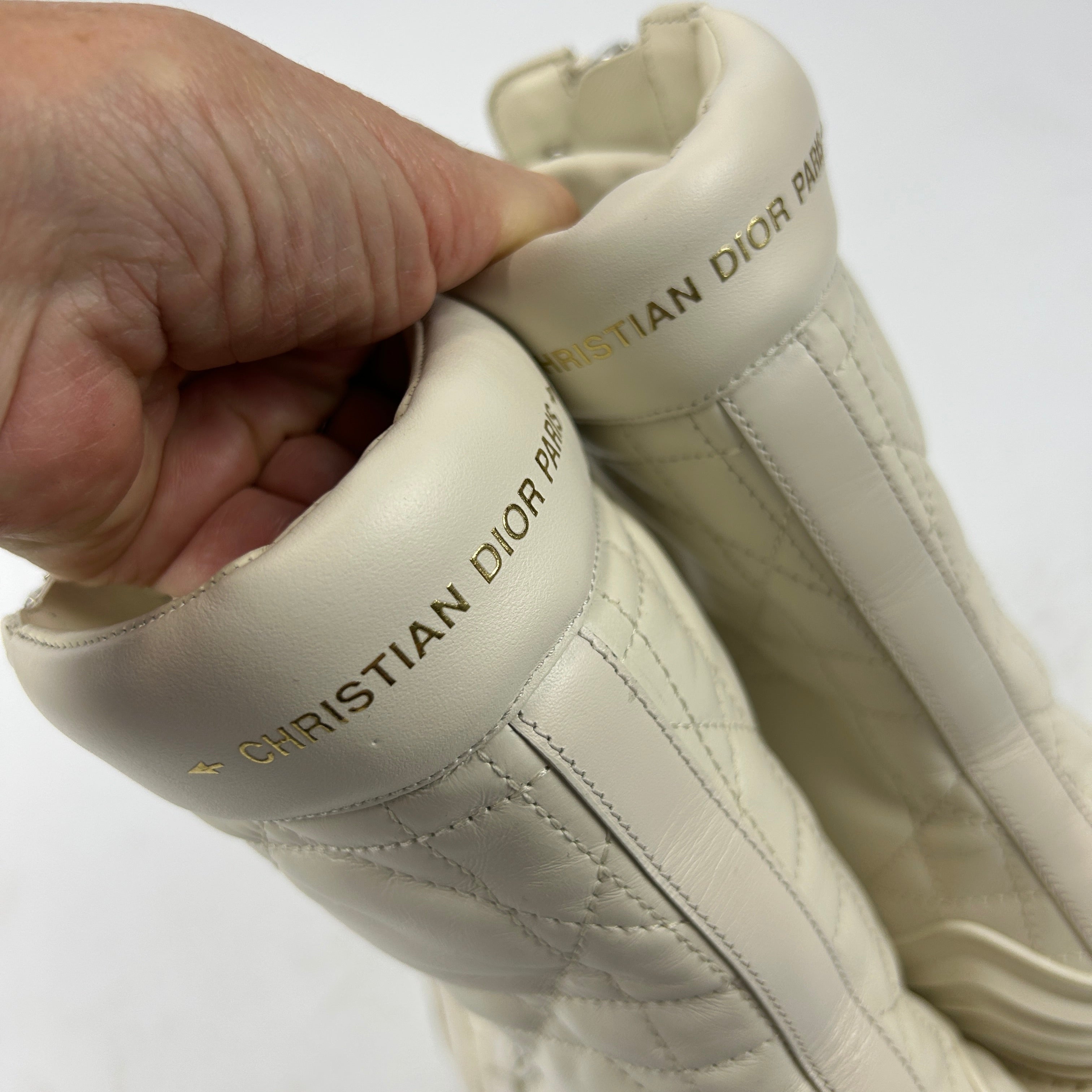 Christian Dior £1550 White Quilted Cannage Combat Boots 41