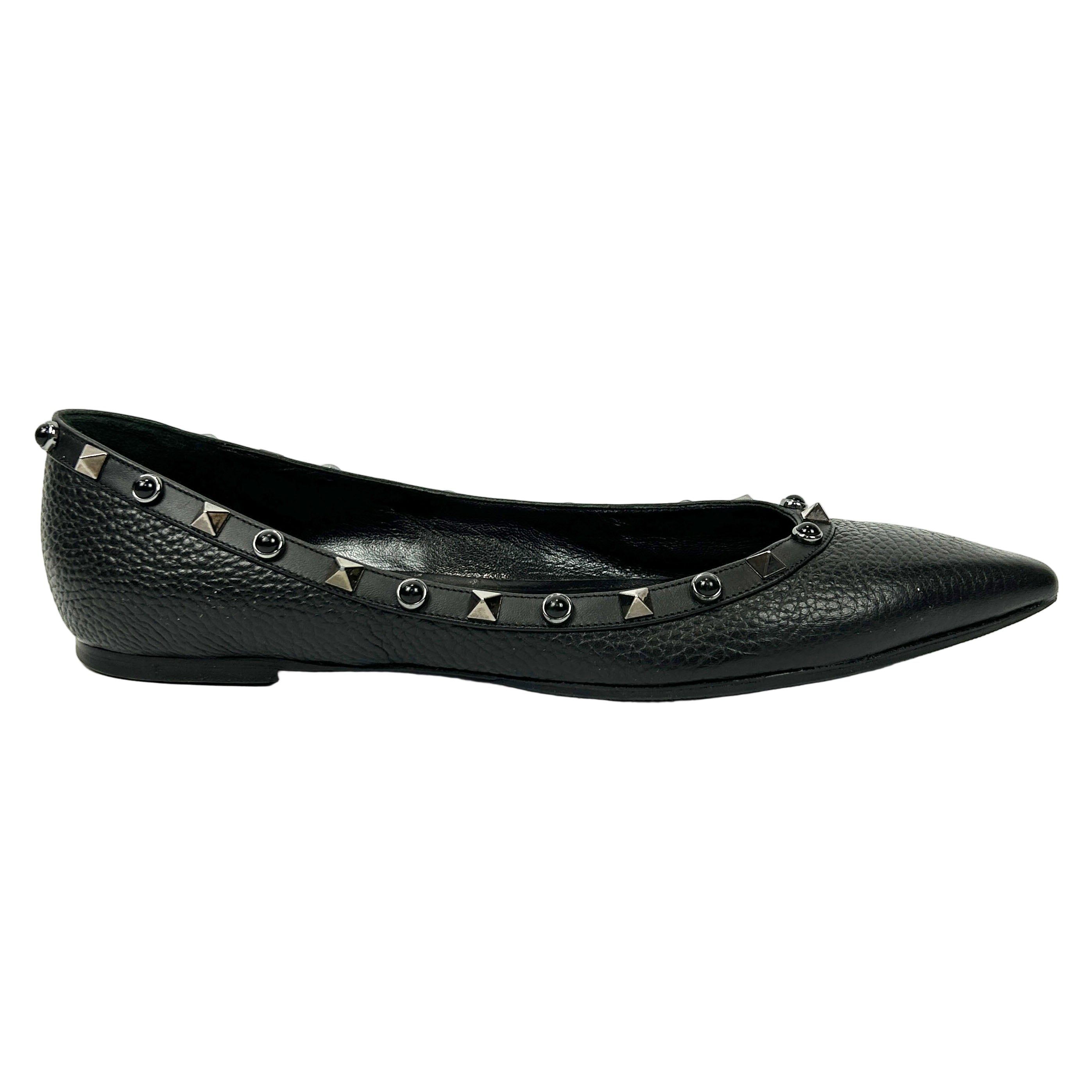 Valentino £680 Black Rockstud Flats 40