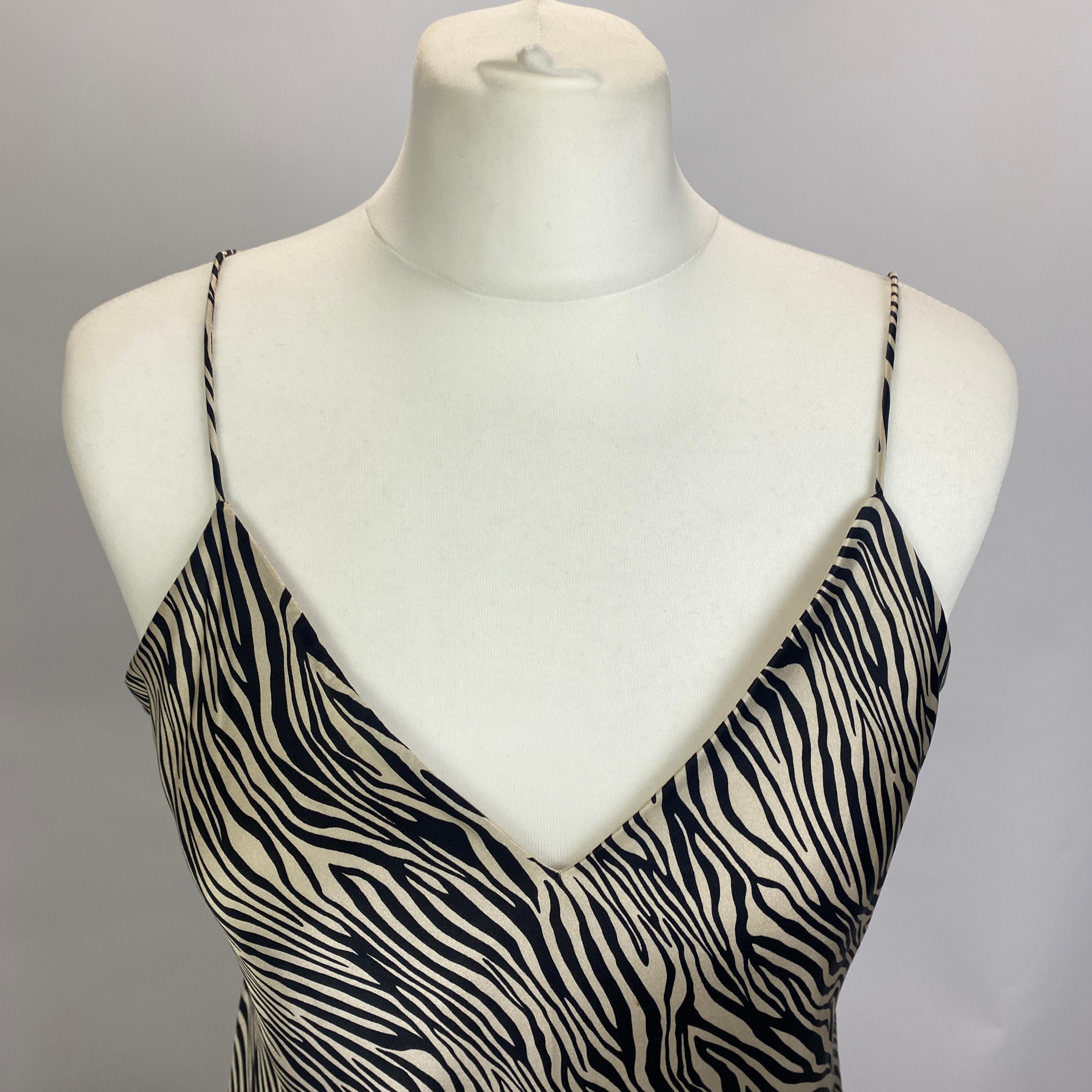 Cami NYC £235 Zebraprint Silk Slip Dress L