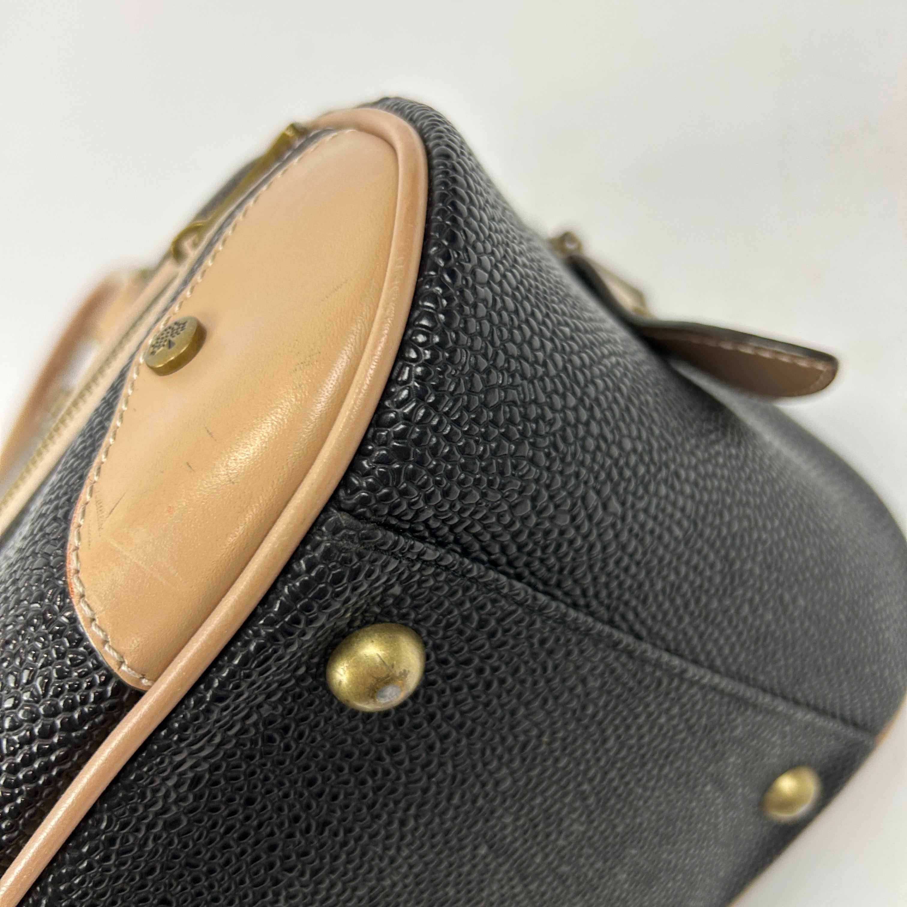 Mulberry Black & Camel Scotchgrain Bowling Bag