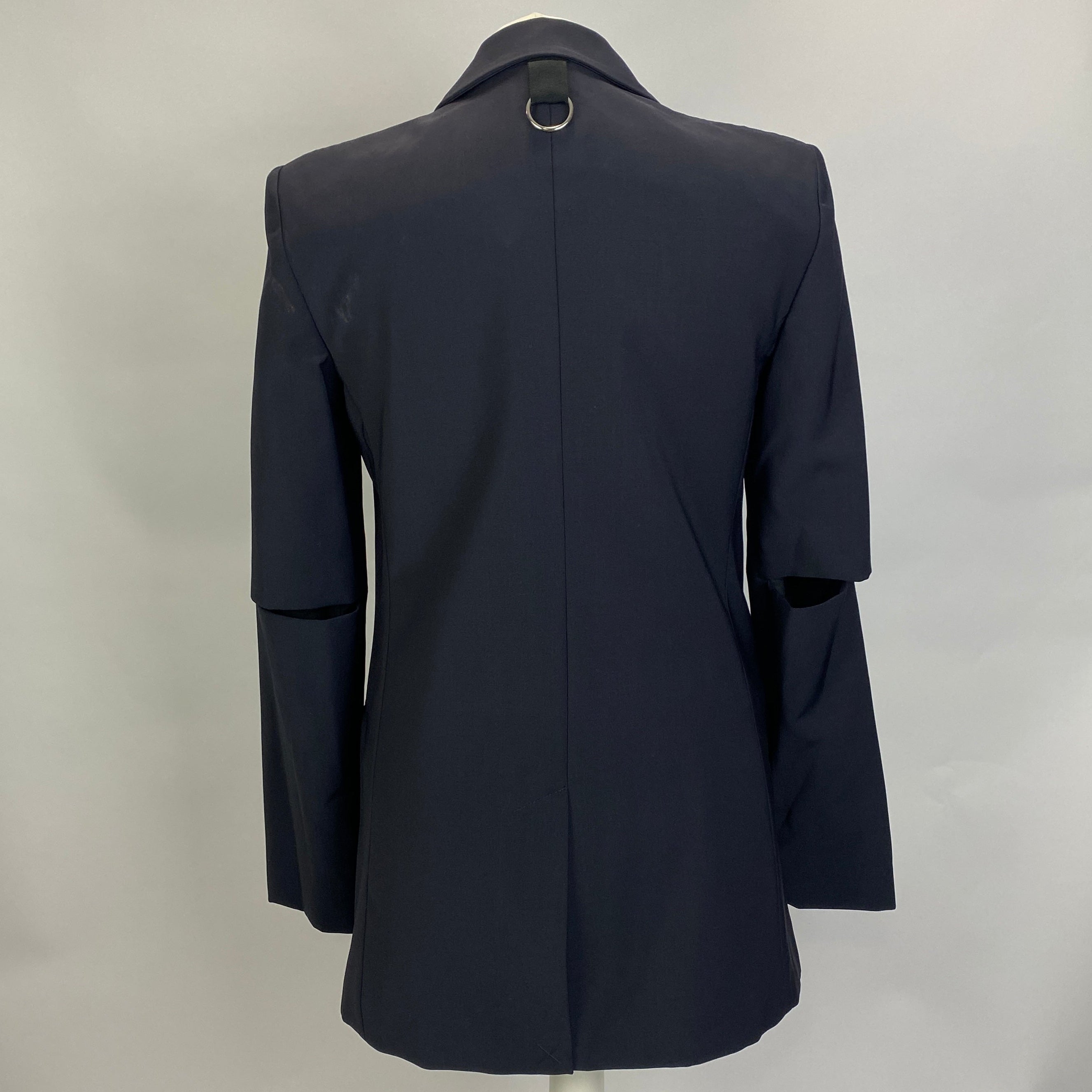 Tibi New $650 Navy Tropical Wool Cutout Sleeve Marlon Blazer XS