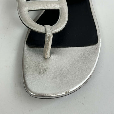 Hermes Sold Out Silver Chaine D’ancre Flat Sandals 39
