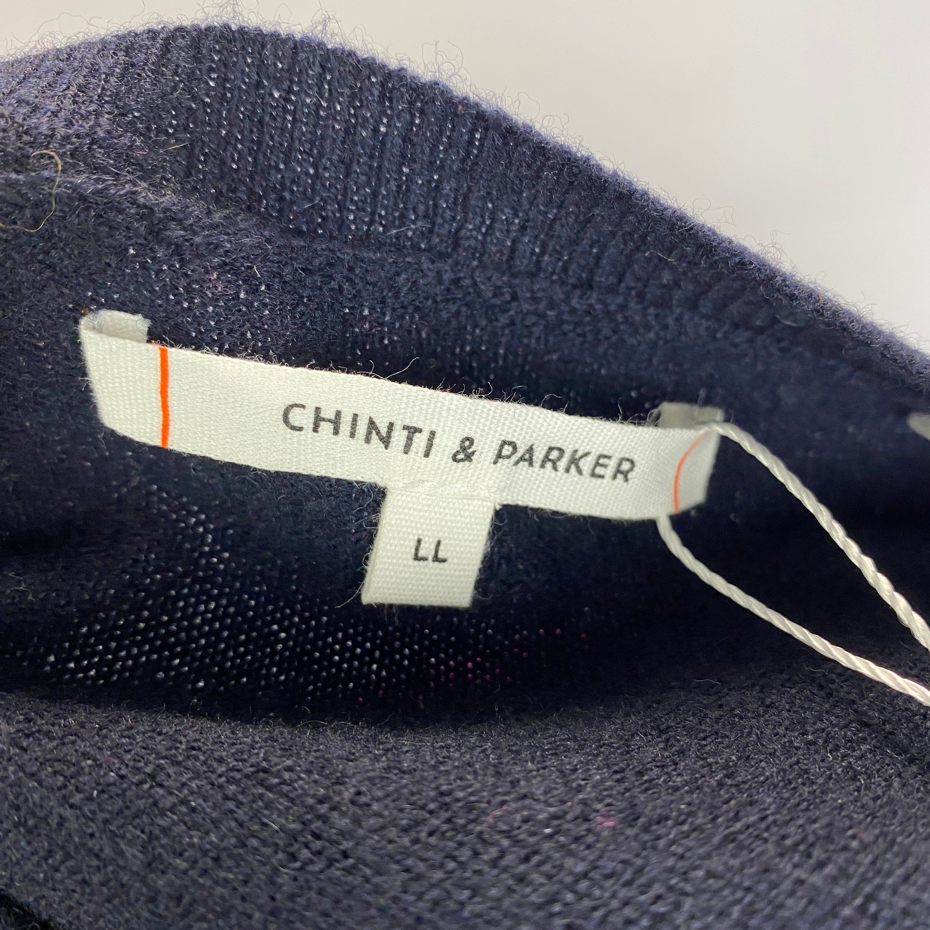 Chinti & Parker Navy & Fuchsia Stripe Cashmere Mix Sweater L