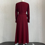 Cefinn Cranberry Flared Belted Maxi Dress L