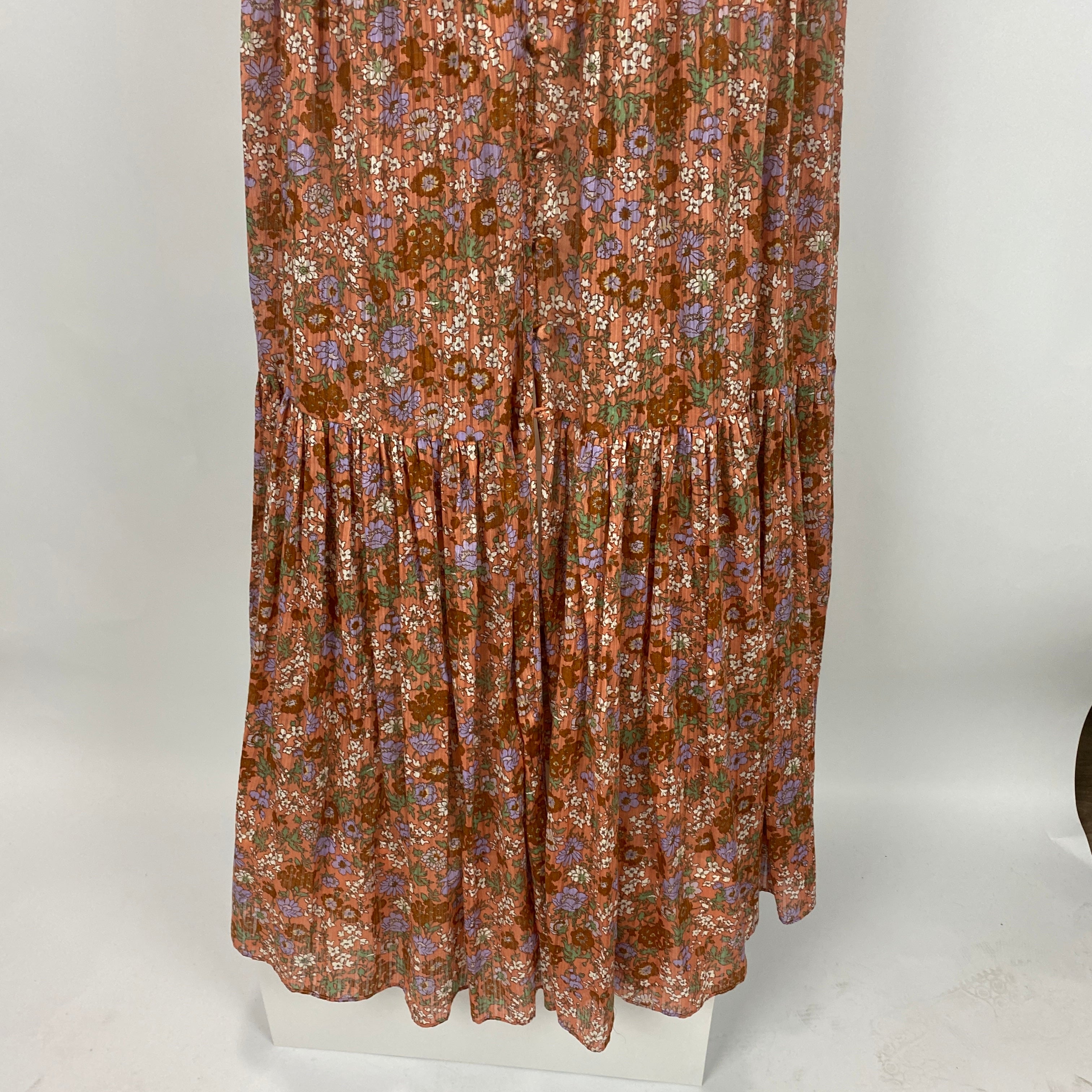 Veronica Beard Salmon Floral Button Down Maxi Dress M