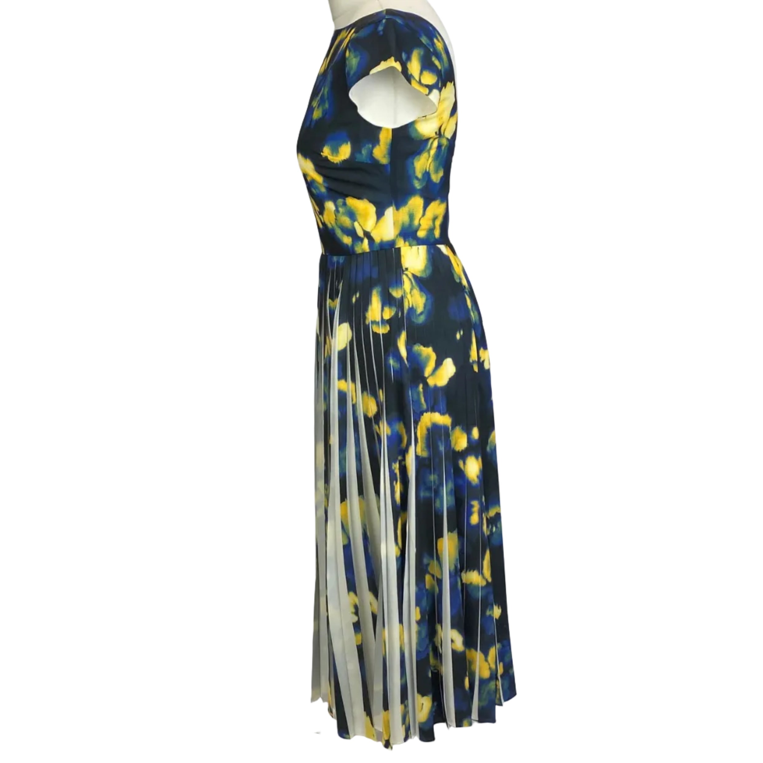 Jason Wu $1895 Ivory & Midnight Digital Print Chiffon Midi Dress XS