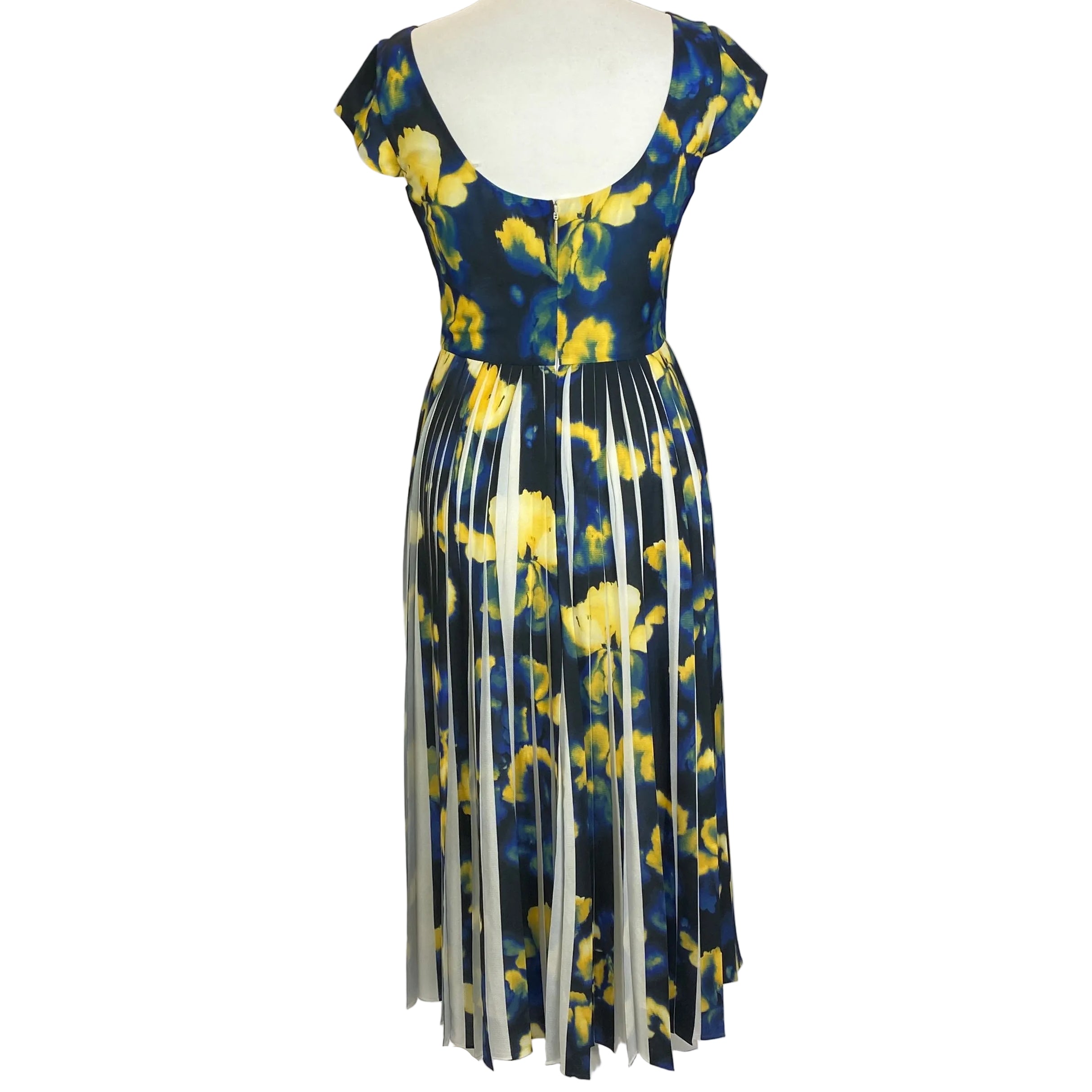 Jason Wu $1895 Ivory & Midnight Digital Print Chiffon Midi Dress XS