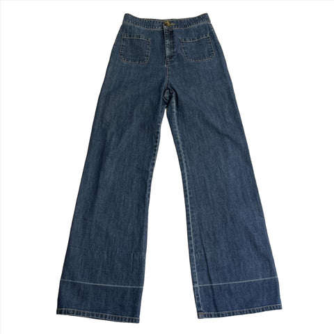 Wyse Blue Denim Seventies Flare Jeans S