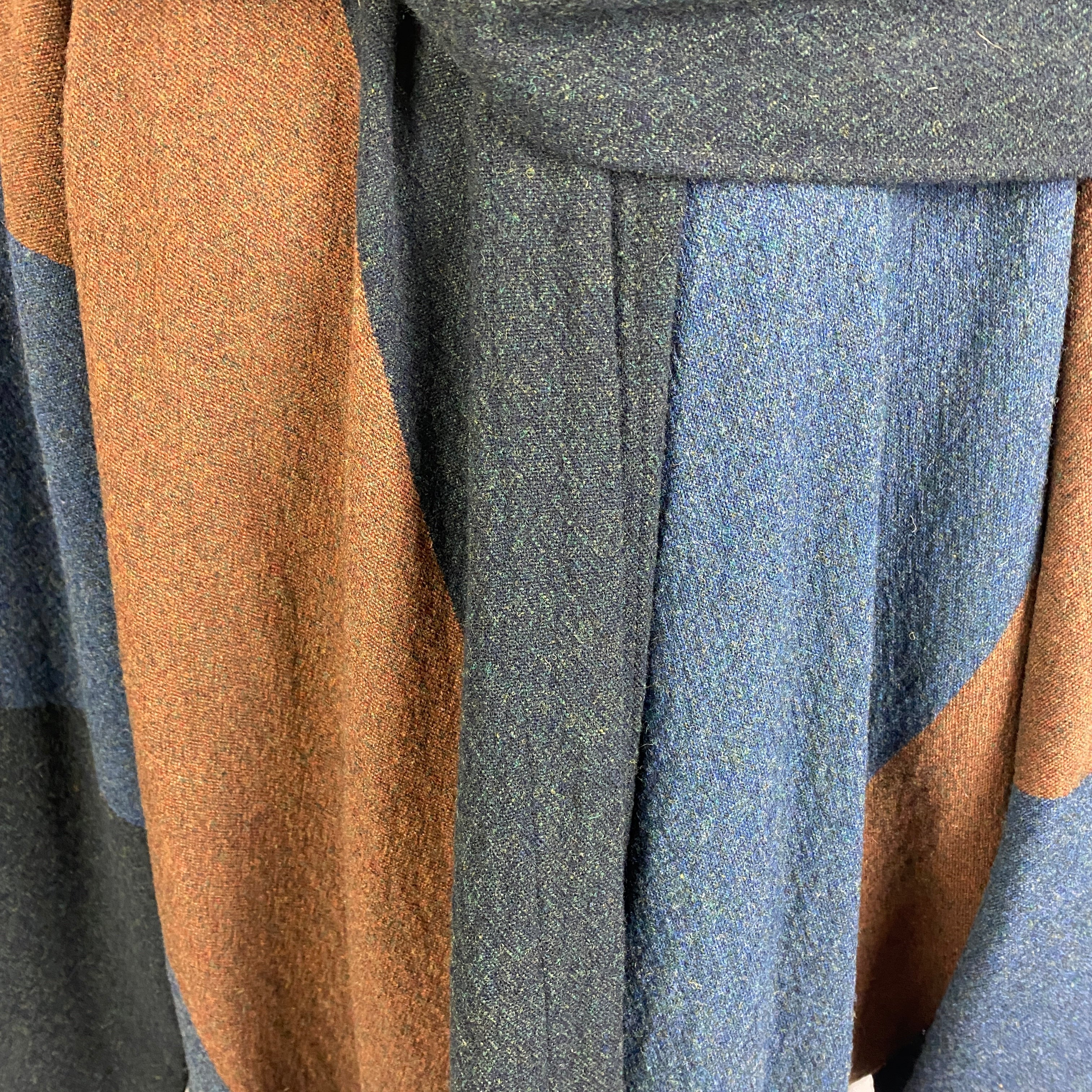 Masscob Navy & Tobacco Textured Wool Coat O/S