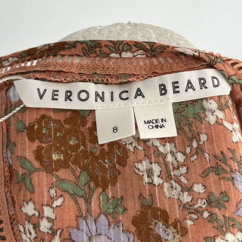 Veronica Beard Brand New £179 Cinnamon Floral Cotton Ruffle Top M