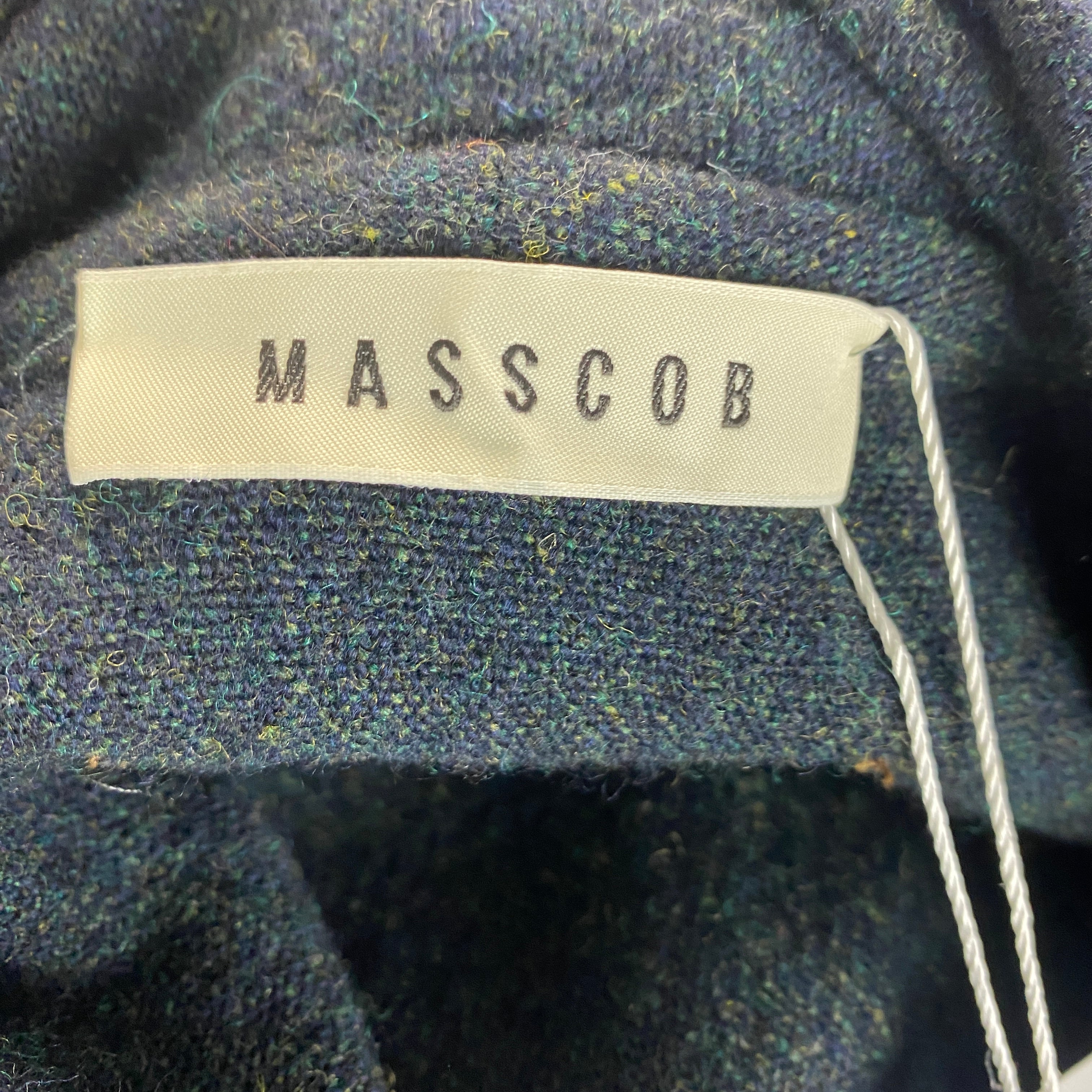 Masscob Navy & Tobacco Textured Wool Coat O/S
