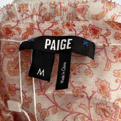 Paige Orange Paisley Print Ruffle Silk Top M