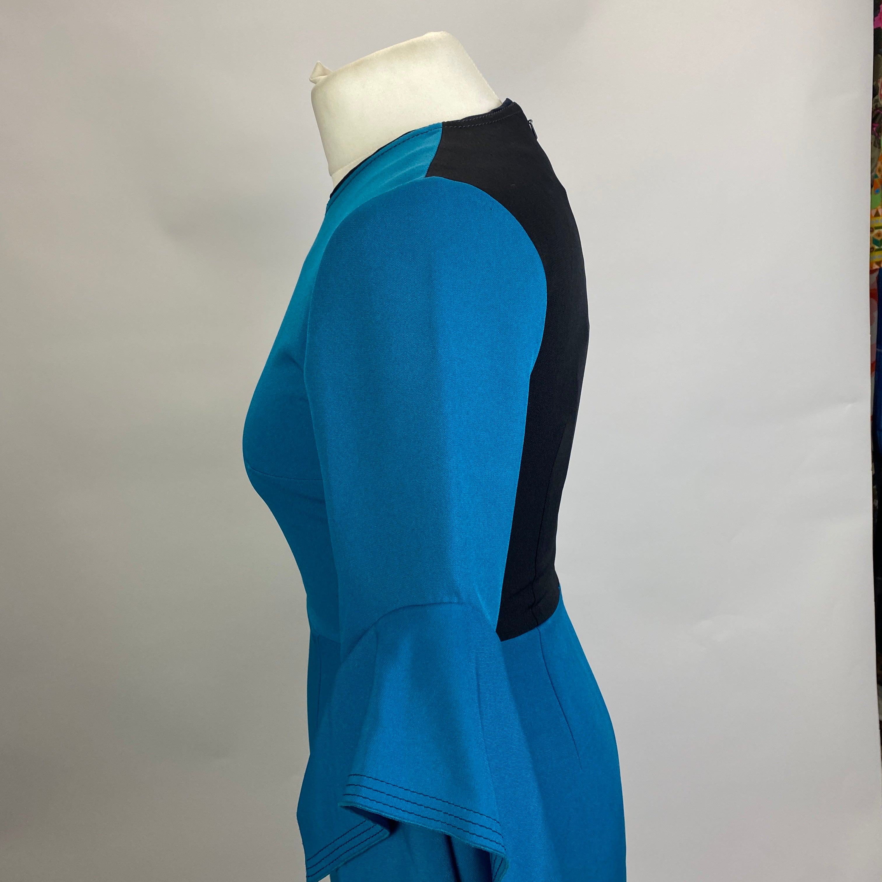 Roksanda New Peacock Crepe Origami Sleeve Midi Dress XXS