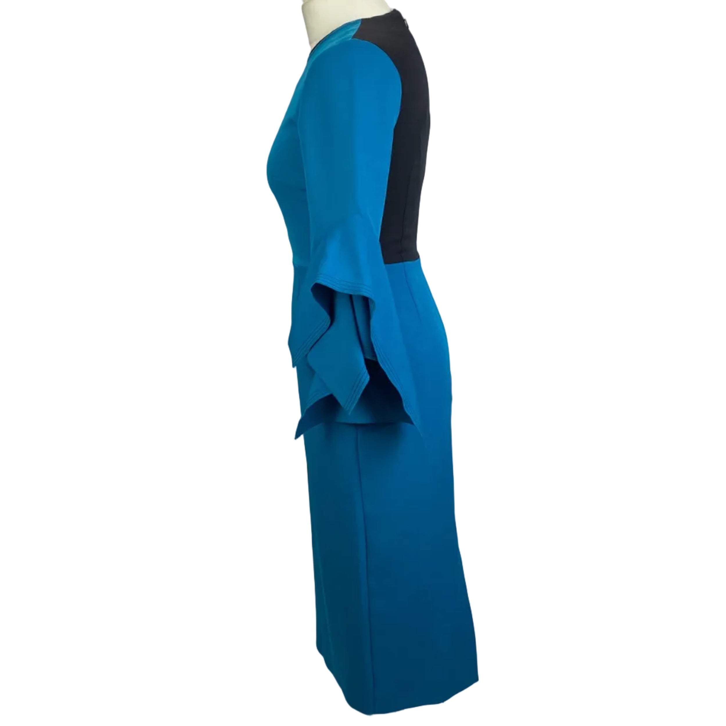 Roksanda New Peacock Crepe Origami Sleeve Midi Dress XXS