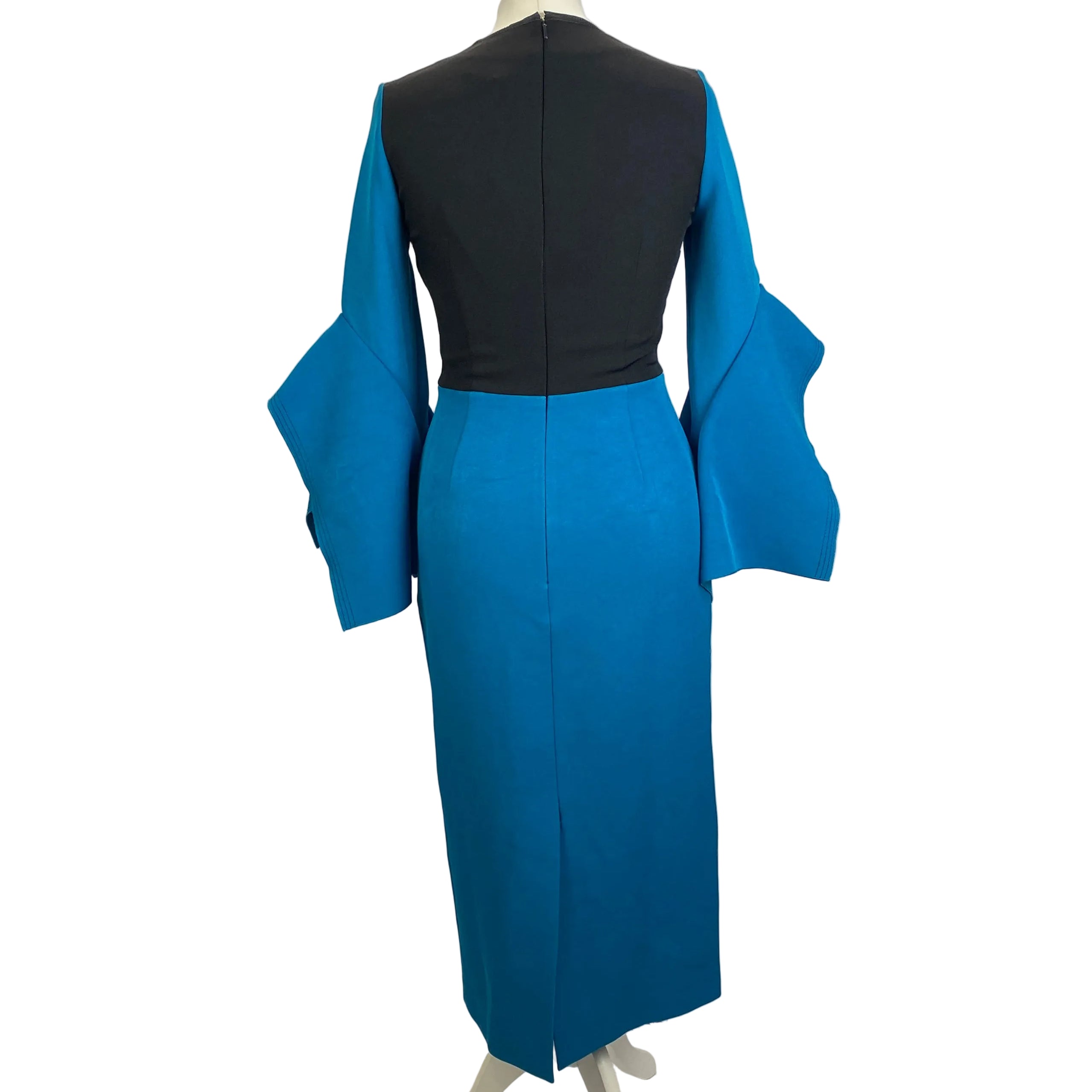 Roksanda New Peacock Crepe Origami Sleeve Midi Dress XXS