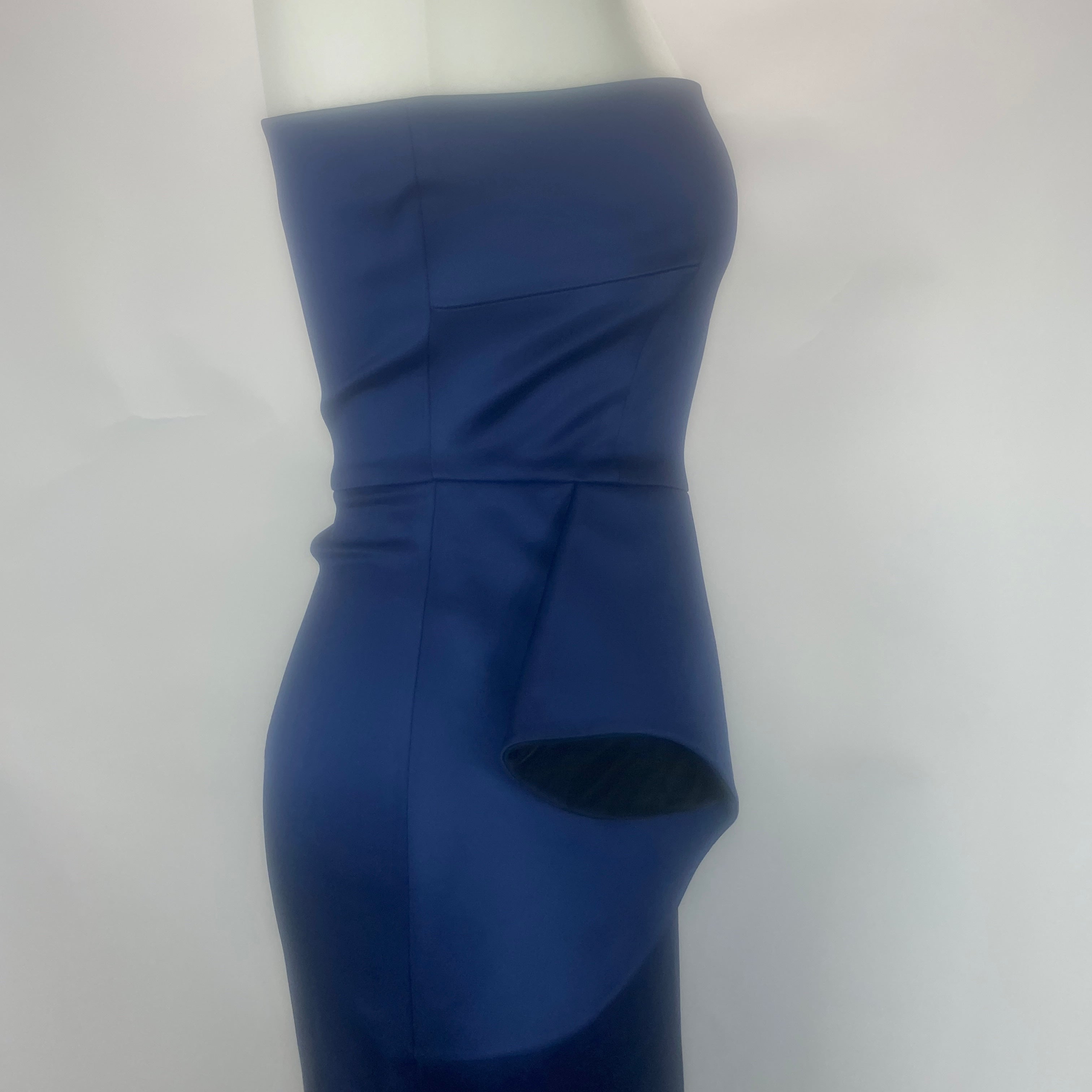Safiyaa £1495 Navy Satin One Shoulder Evening Gown S