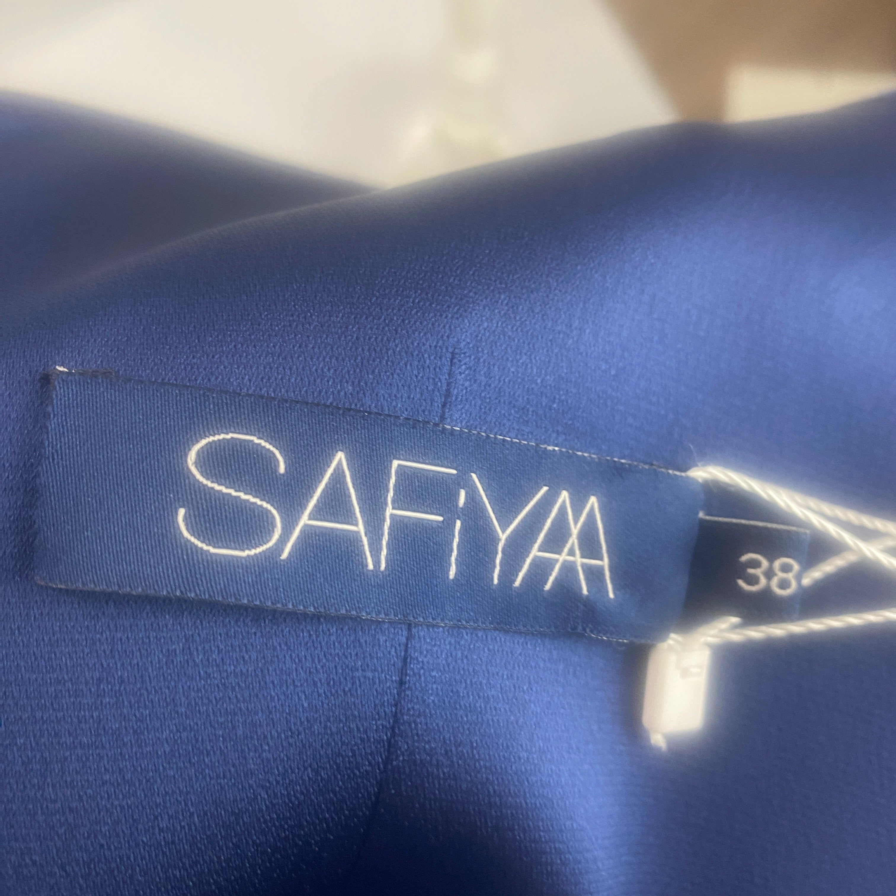 Safiyaa £1495 Navy Satin One Shoulder Evening Gown S