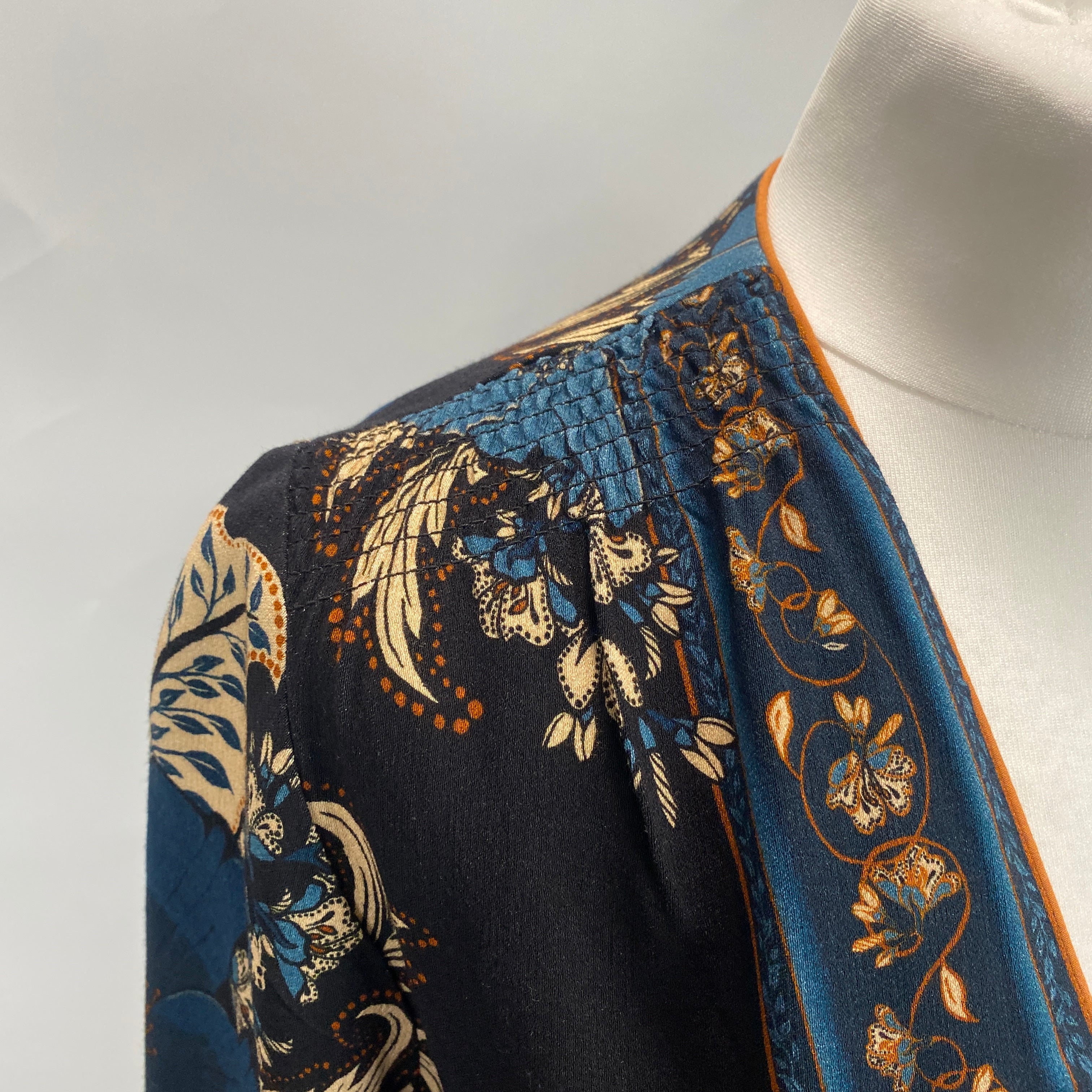 Farm Rio £340 Black Tapestry Blossom Wrap Midi Dress S