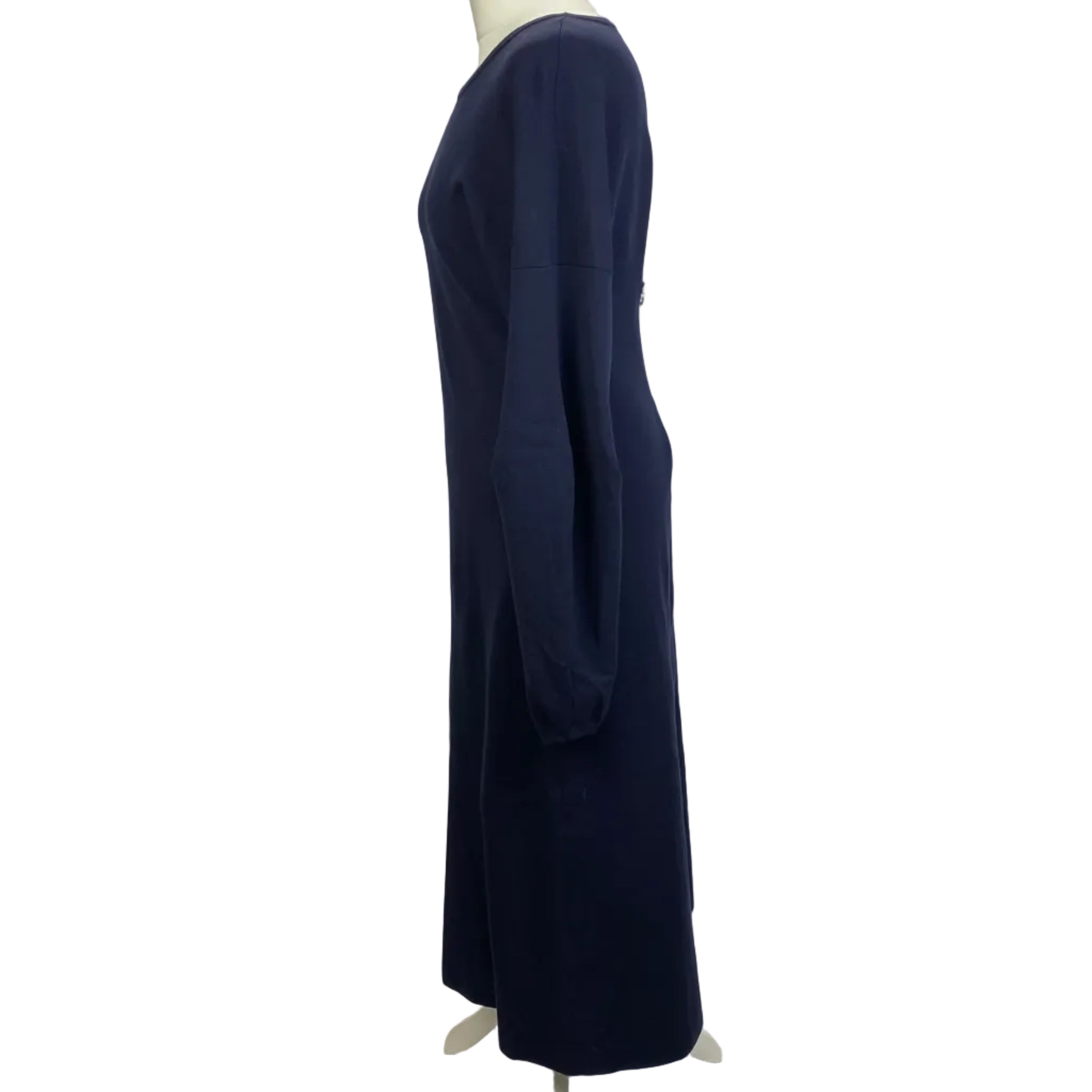 Tibi Navy Knit Zipper Detail Maxi Dress S