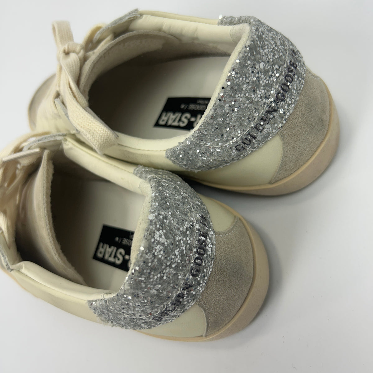Golden Goose New £535 Cream & Silver Superstar Trainers 39