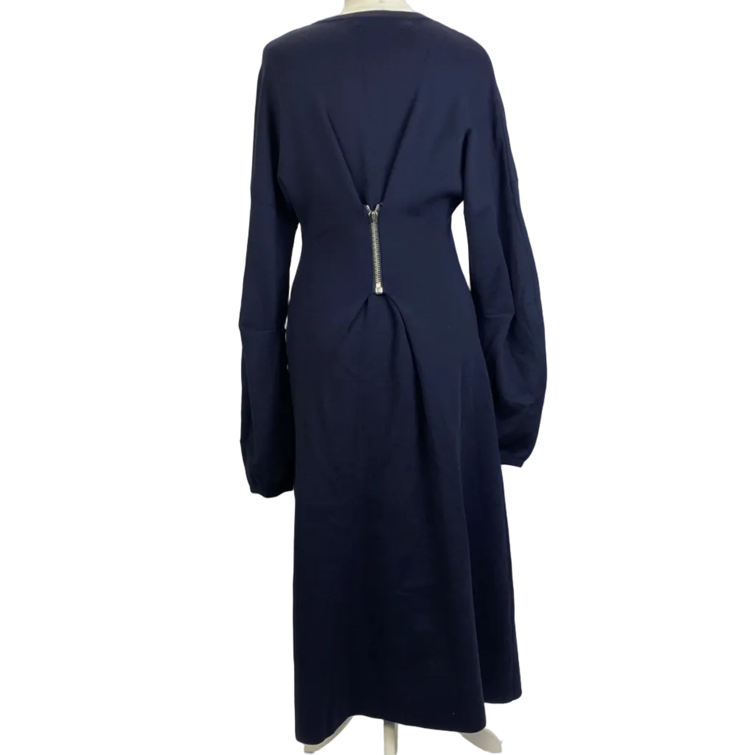 Tibi Navy Knit Zipper Detail Maxi Dress S