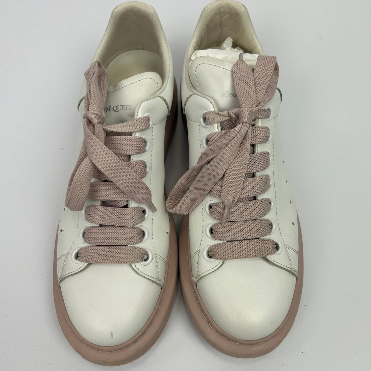 Alexander McQueen White & Rose Leather Runway Trainers 39
