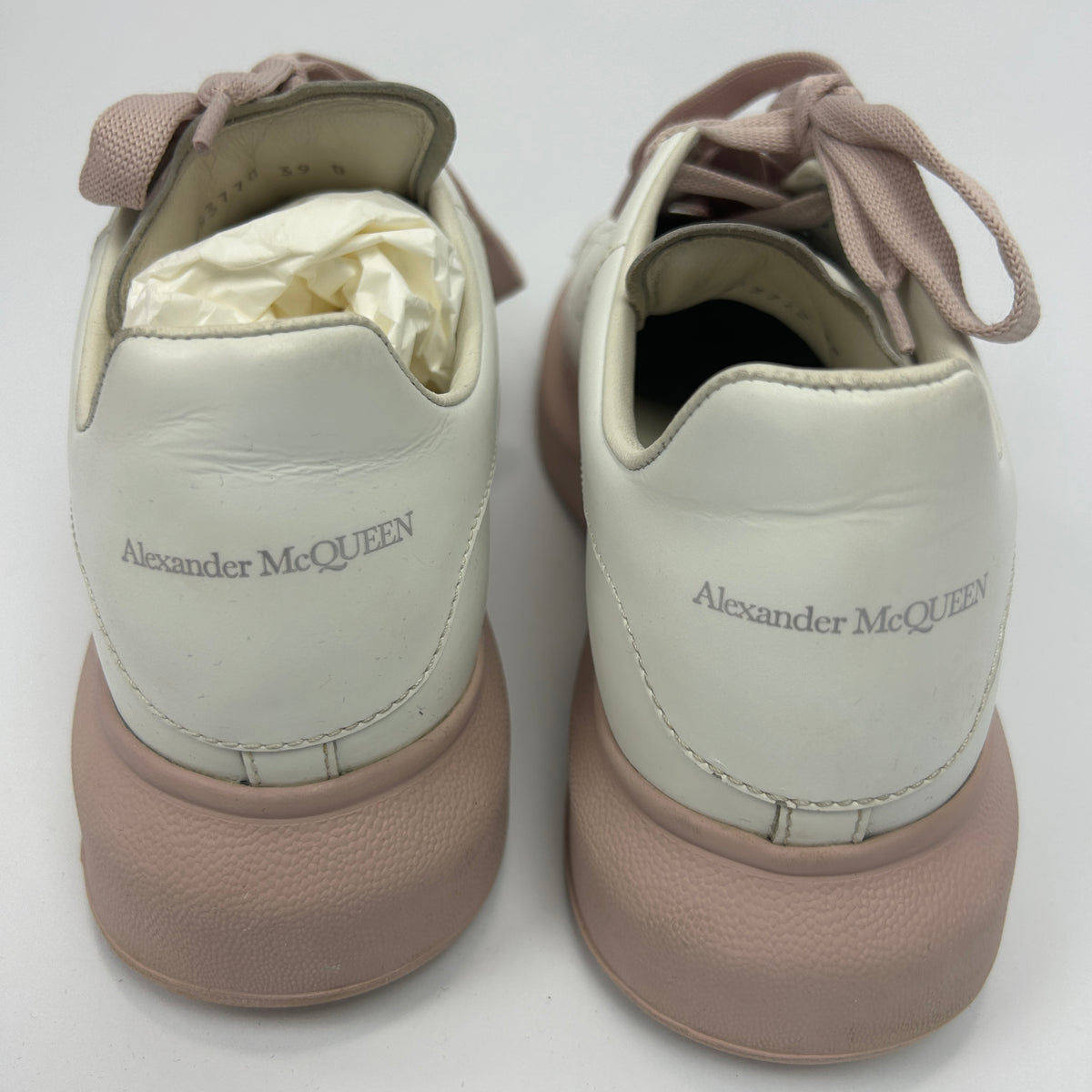 Alexander McQueen White & Rose Leather Runway Trainers 39