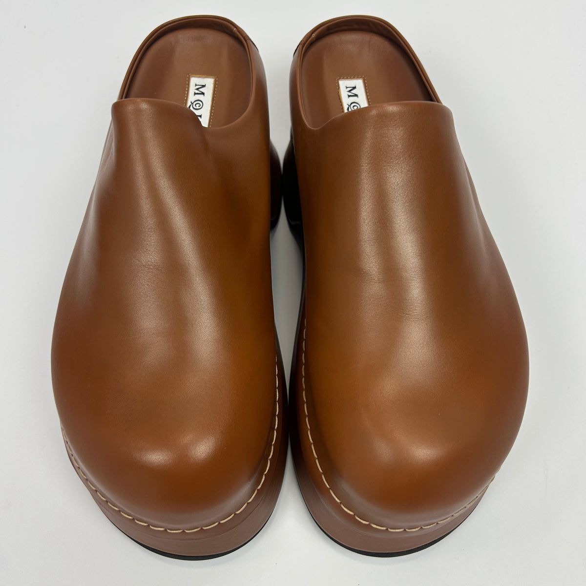 Alexander McQueen New £696 Tan Leather Clog Mules 40