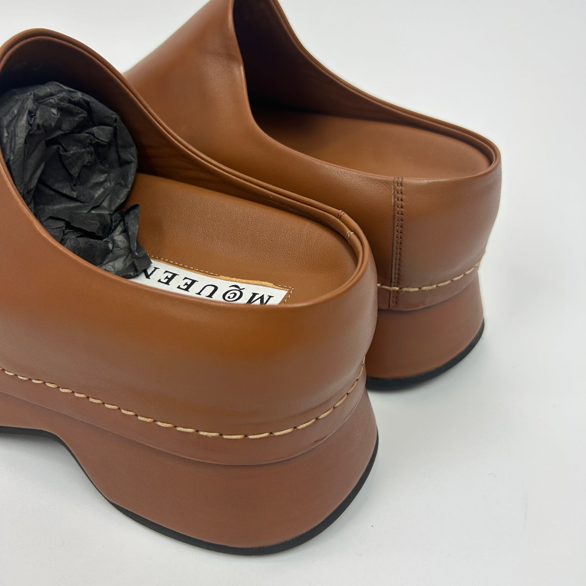 Alexander McQueen New £696 Tan Leather Clog Mules 40