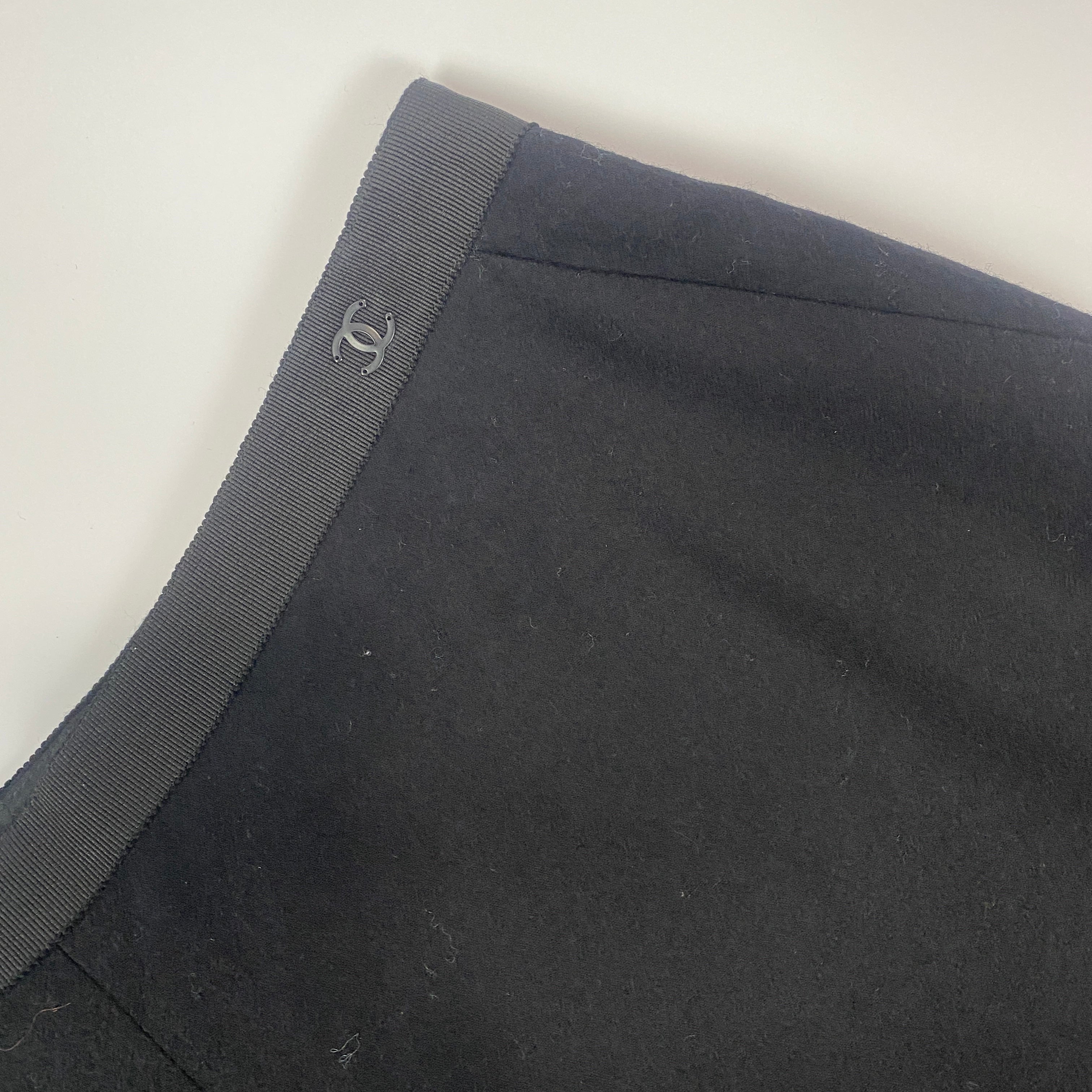 Chanel Black Wool & Cashmere Wide Leg Trousers S