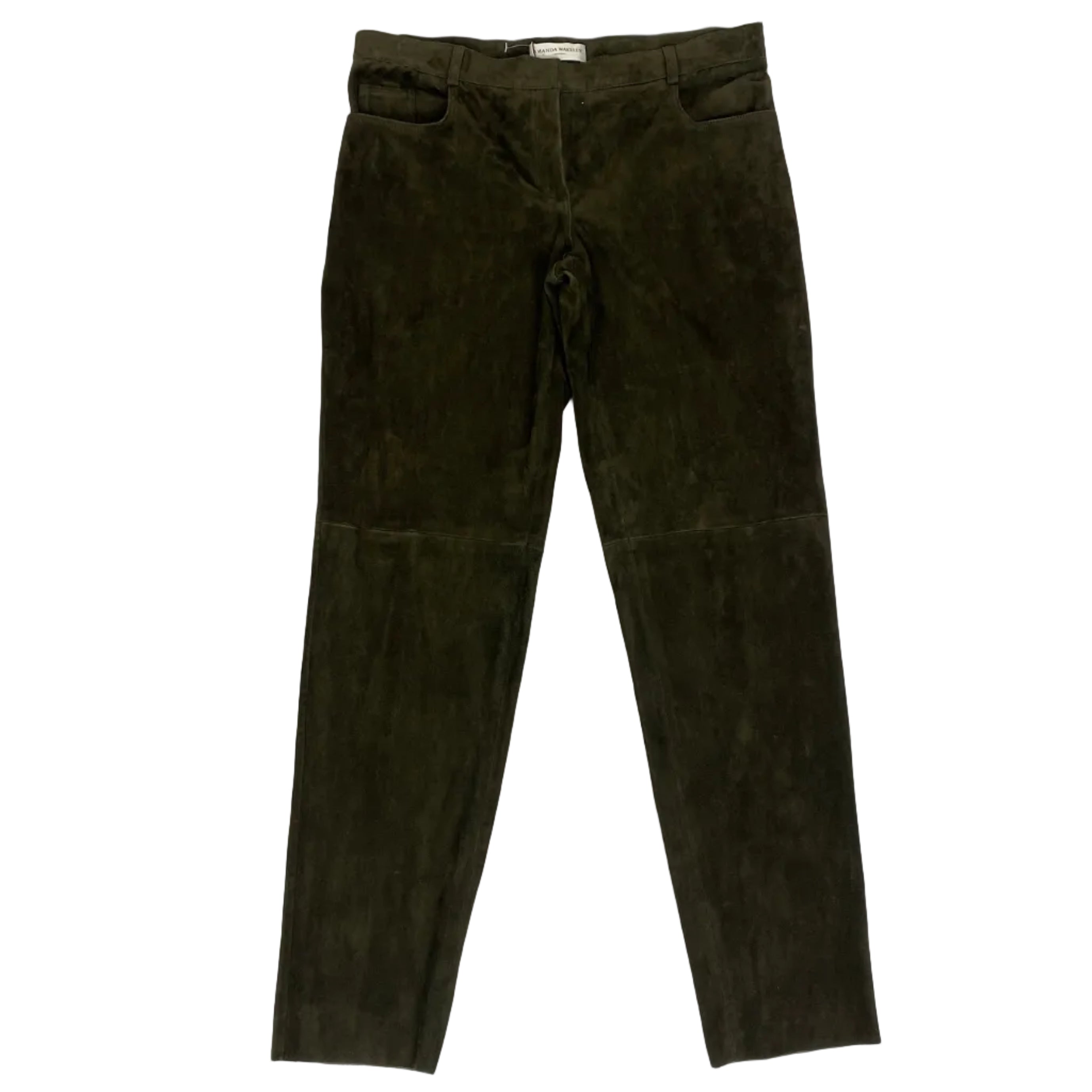 Amanda Wakeley New Khaki Stretch Suede Jeans M