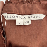Veronica Beard Cinnamon Linen Ruffle Shirt S