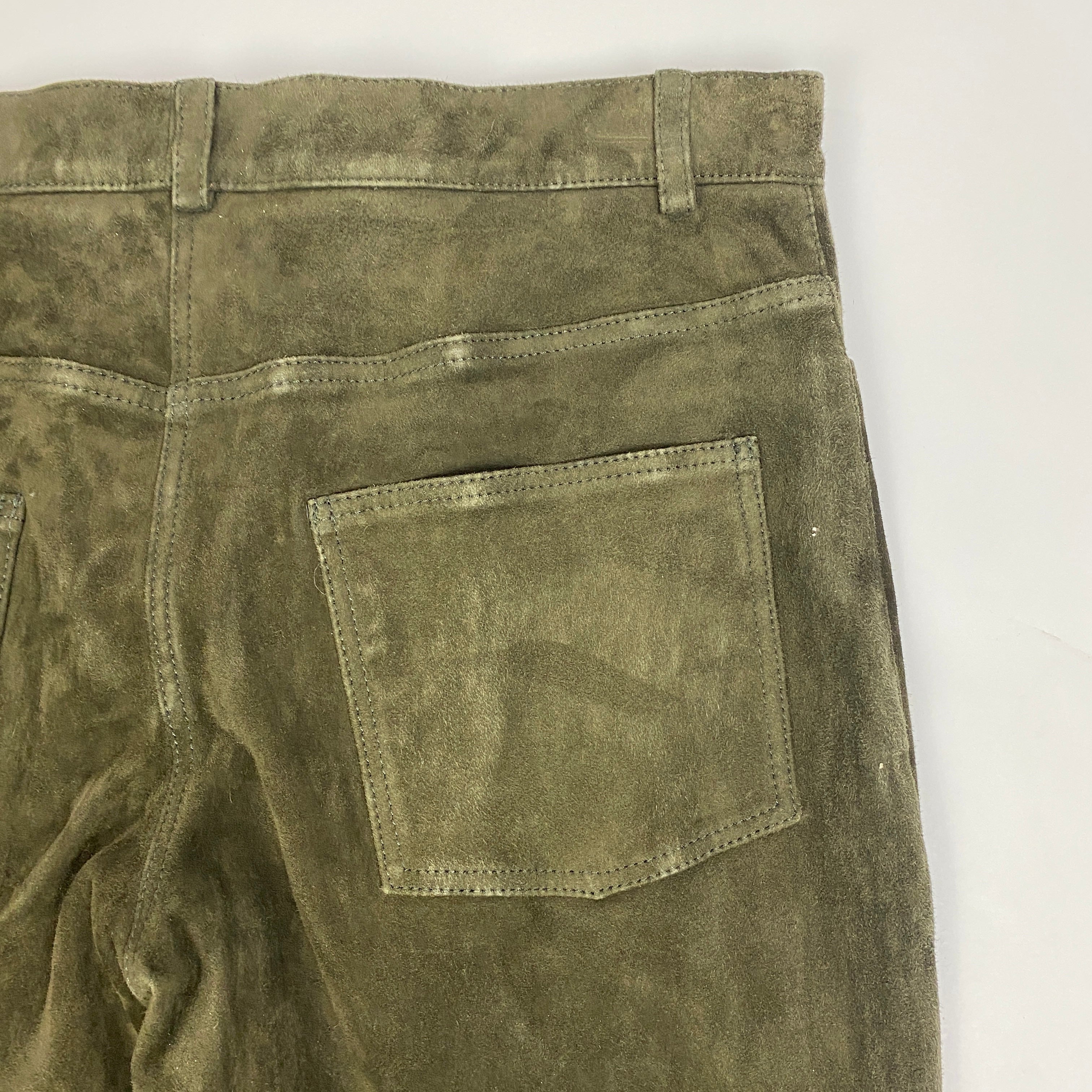 Amanda Wakeley New Khaki Stretch Suede Jeans M
