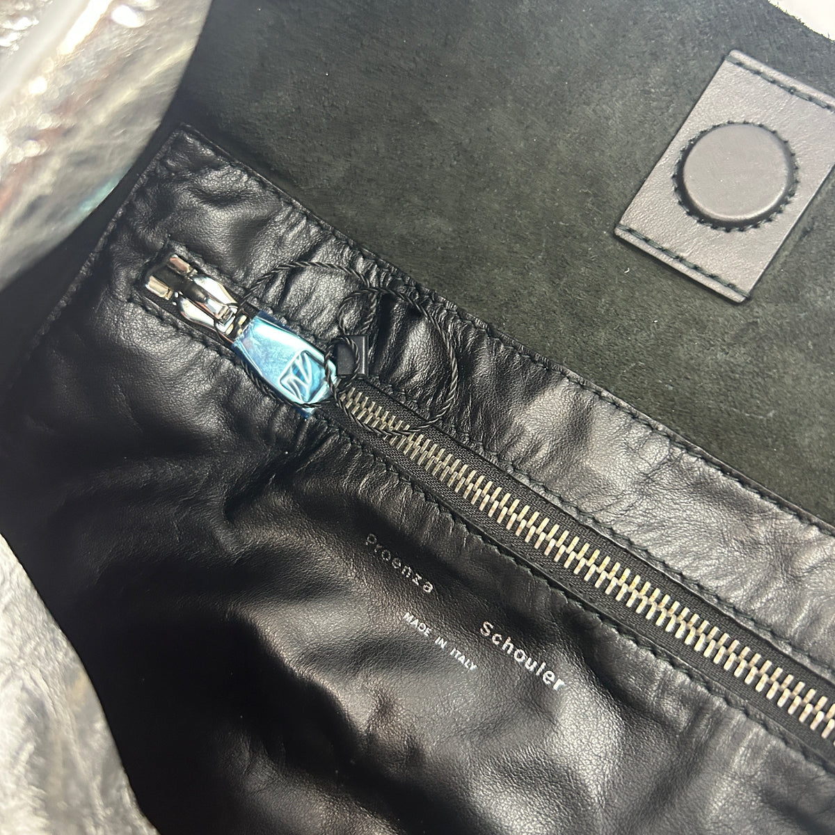 Proenza Schouler Silver Crinkle Leather Tote Bag
