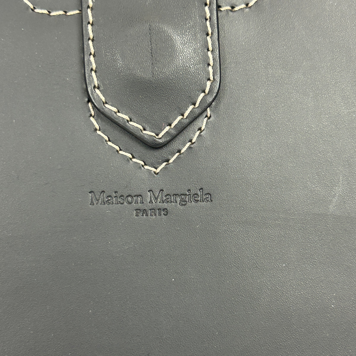 Martin Margiela Black Leather Satchel Tote Bag
