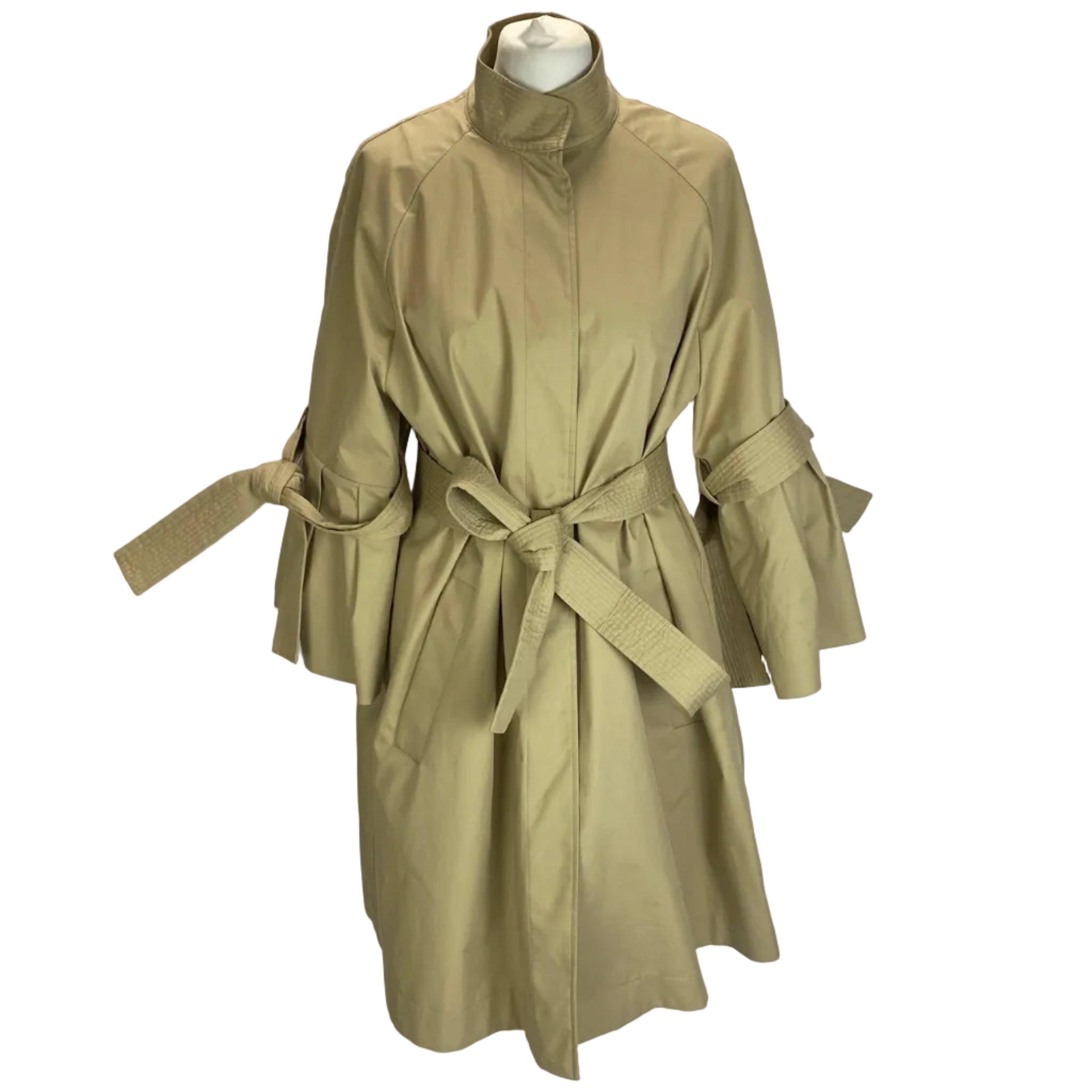 Moncler New Beige Flared Cotton Mix Adhafera Raincoat M/L