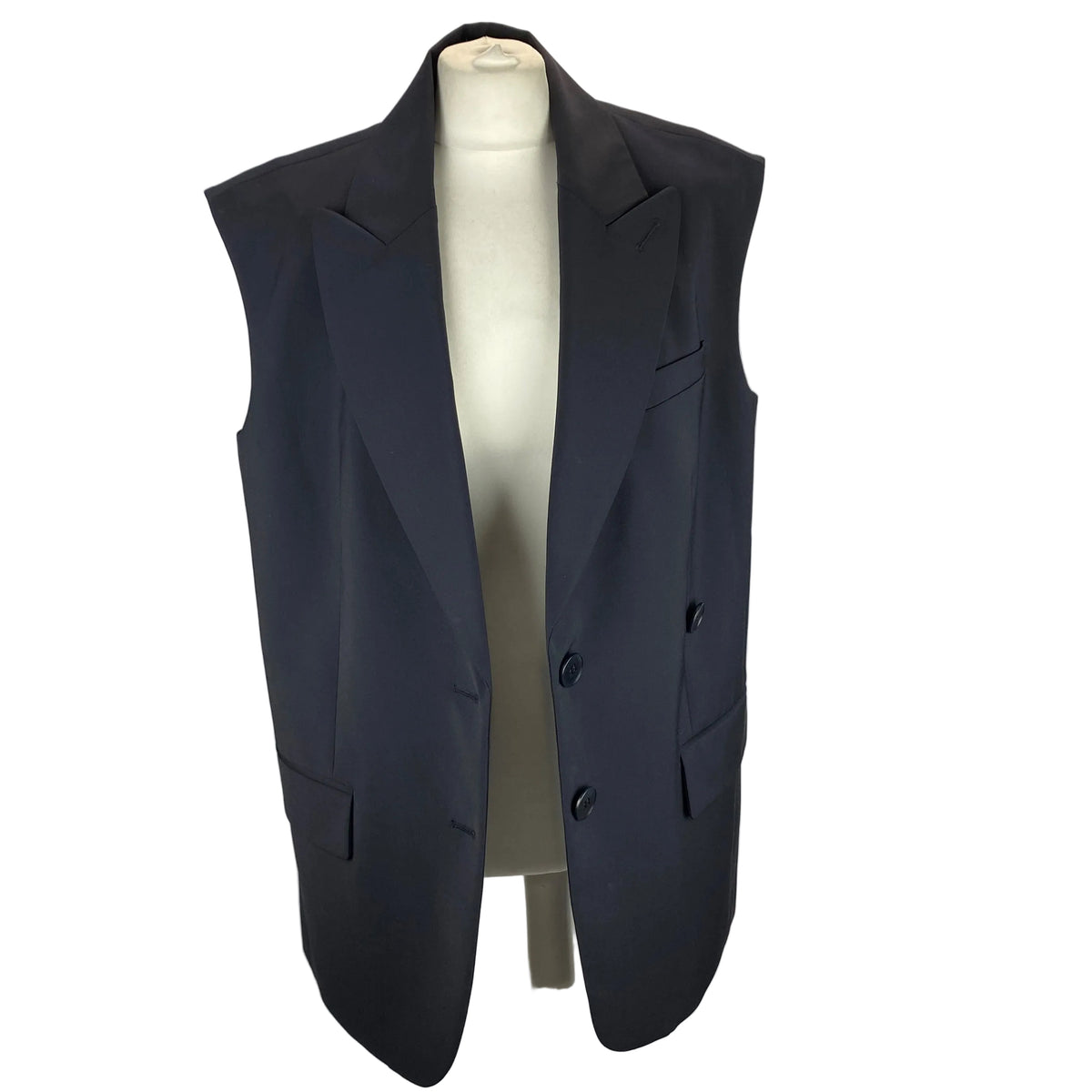 Tibi New £400 Navy Tropical Wool Sleeveless Liam Jacket XS