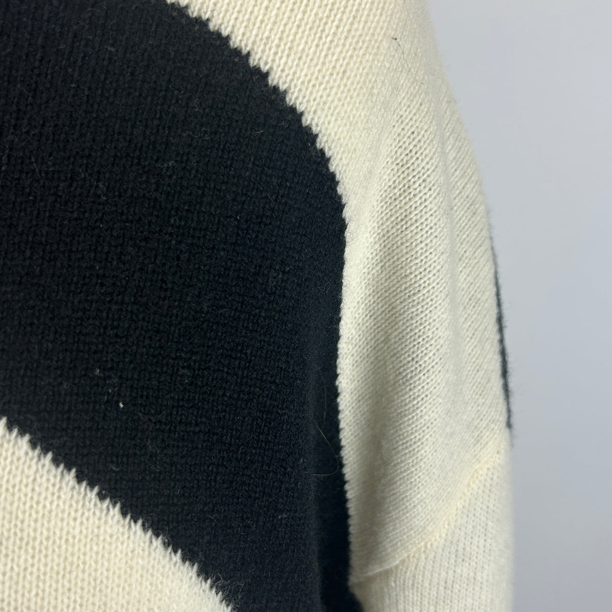 Valentino Black & Ivory Chevron Knit Wool Sweater XL