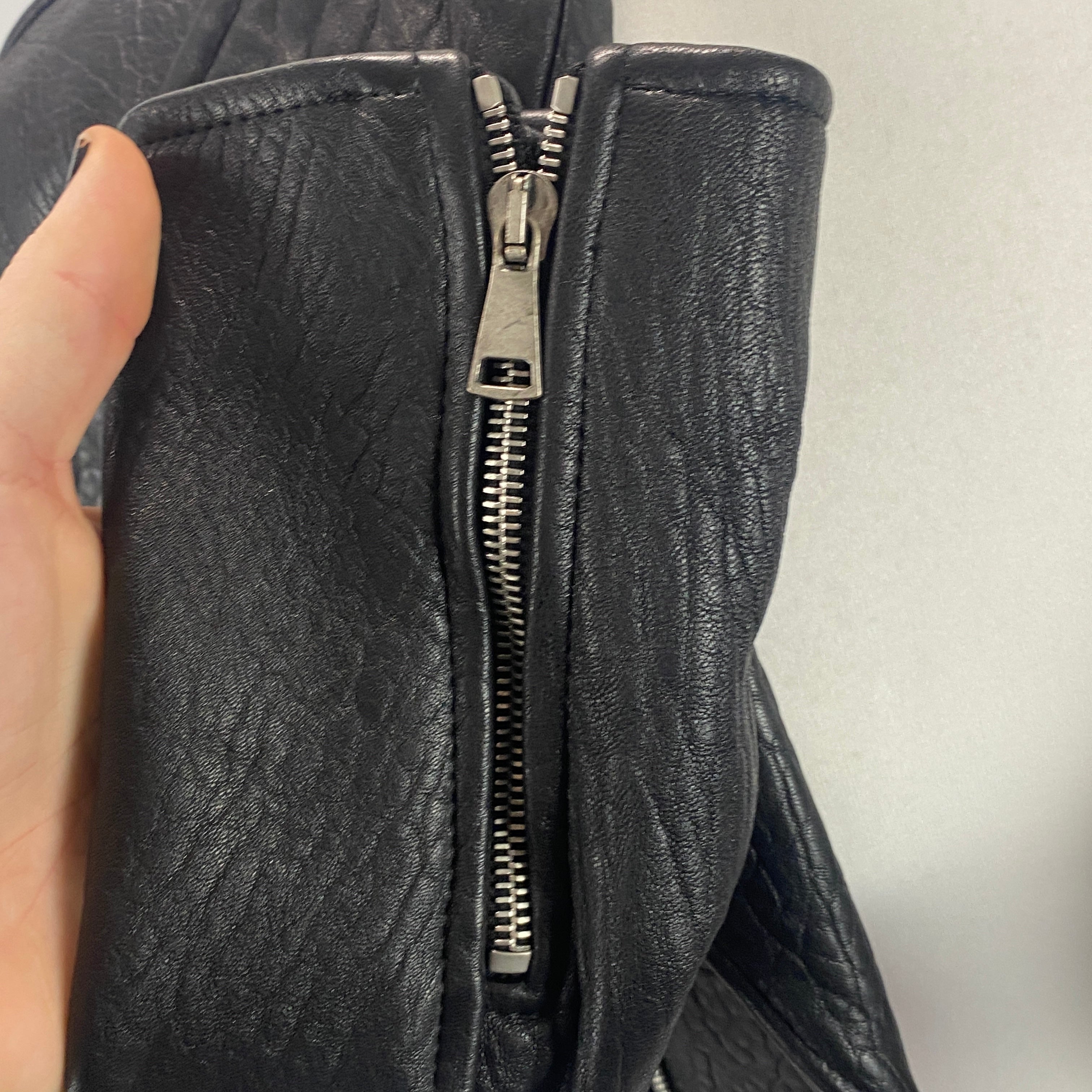 Raey Brand New Black Leather Classic Biker Jacket XS