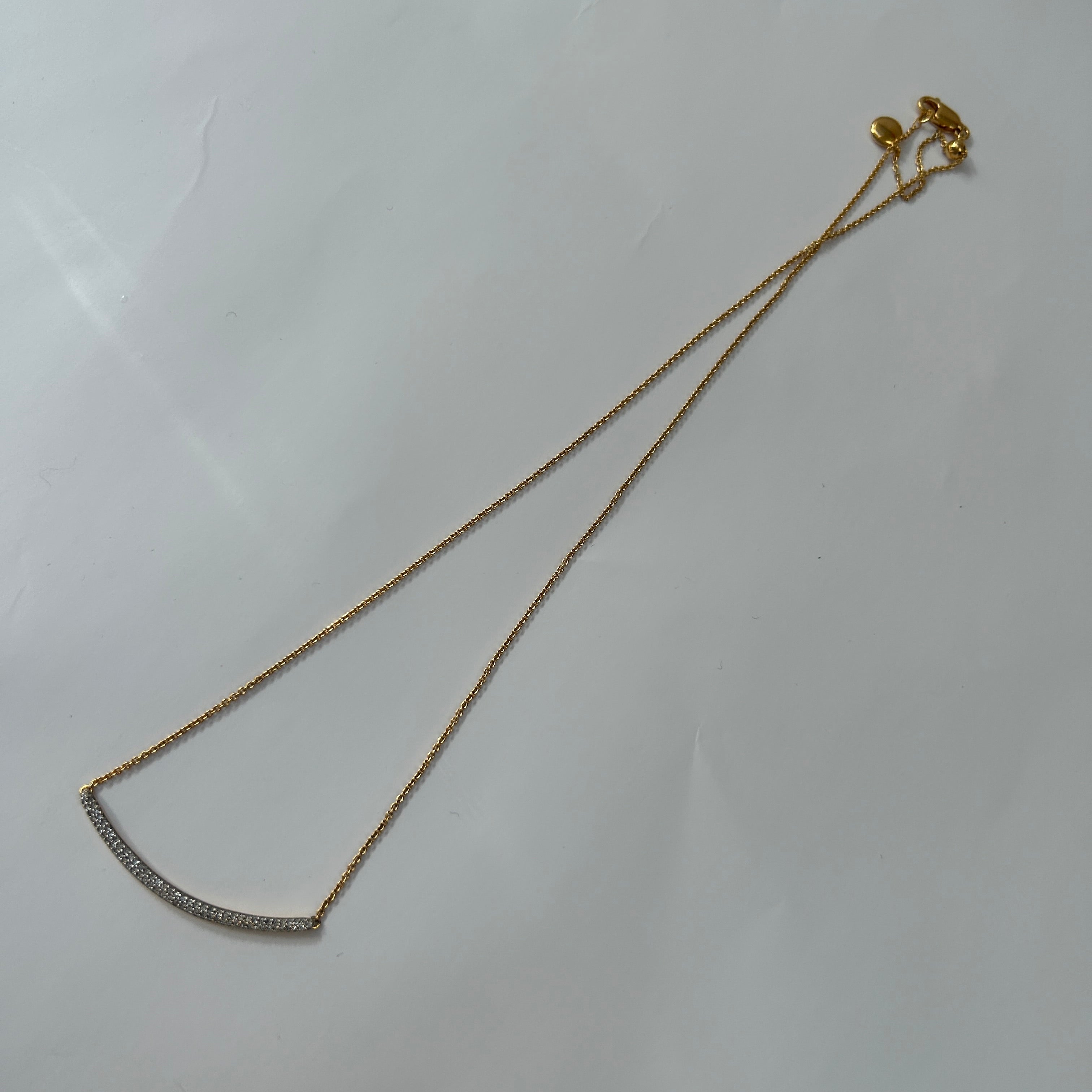 Monica Vinader £498 Gold Skinny Curve Diamond Necklace