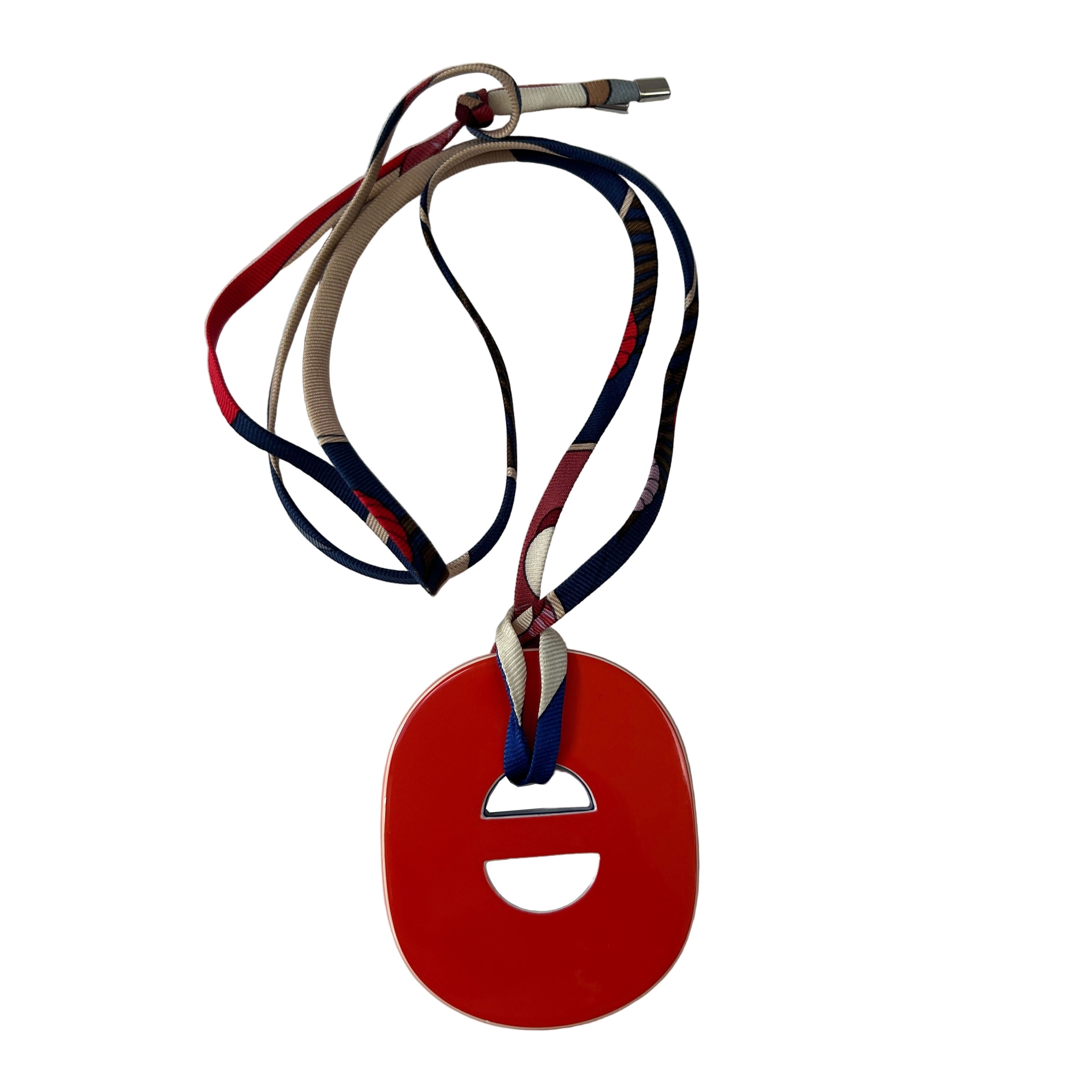 Hermes Orange Enamelled Horn Pendant