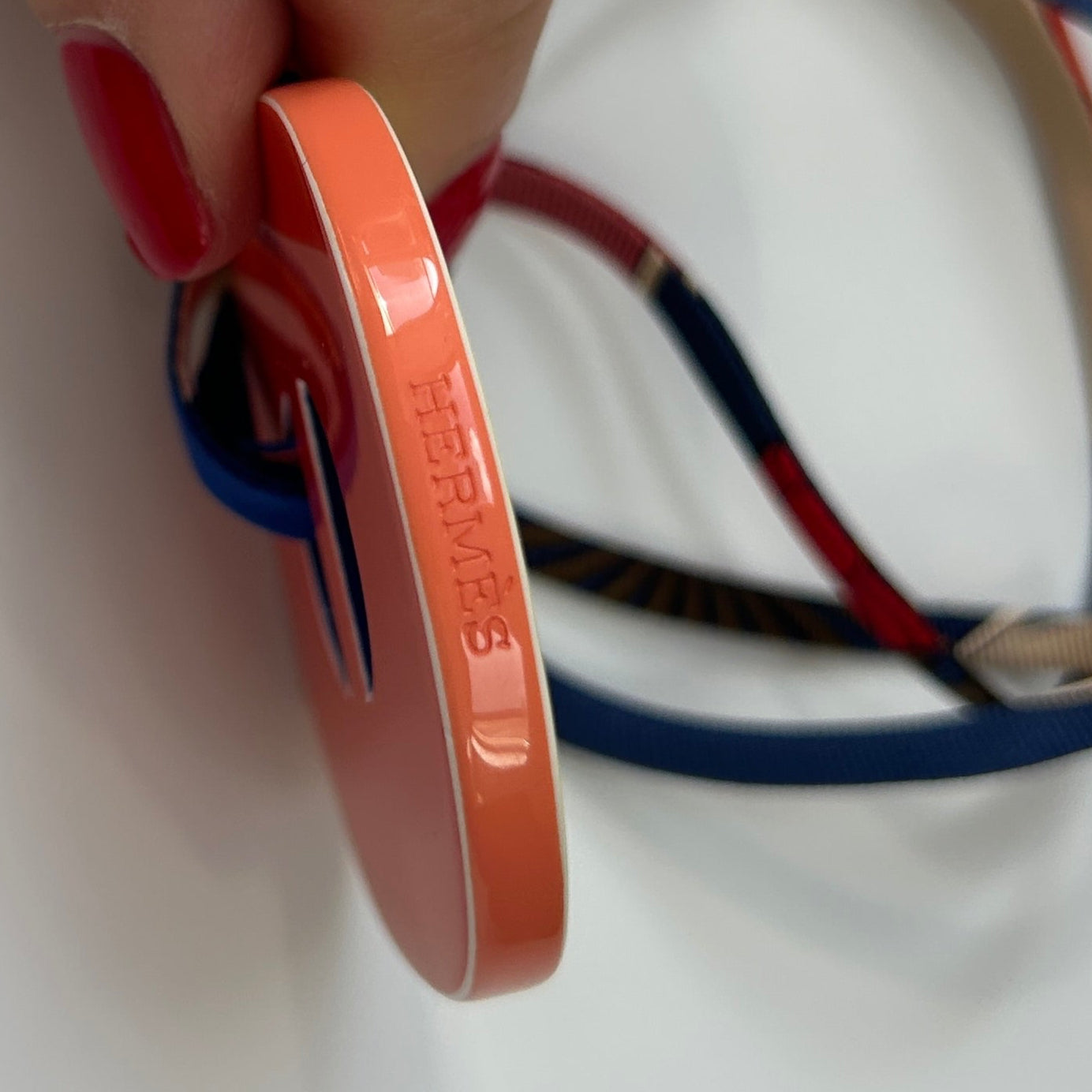 Hermes Orange Enamelled Horn Pendant