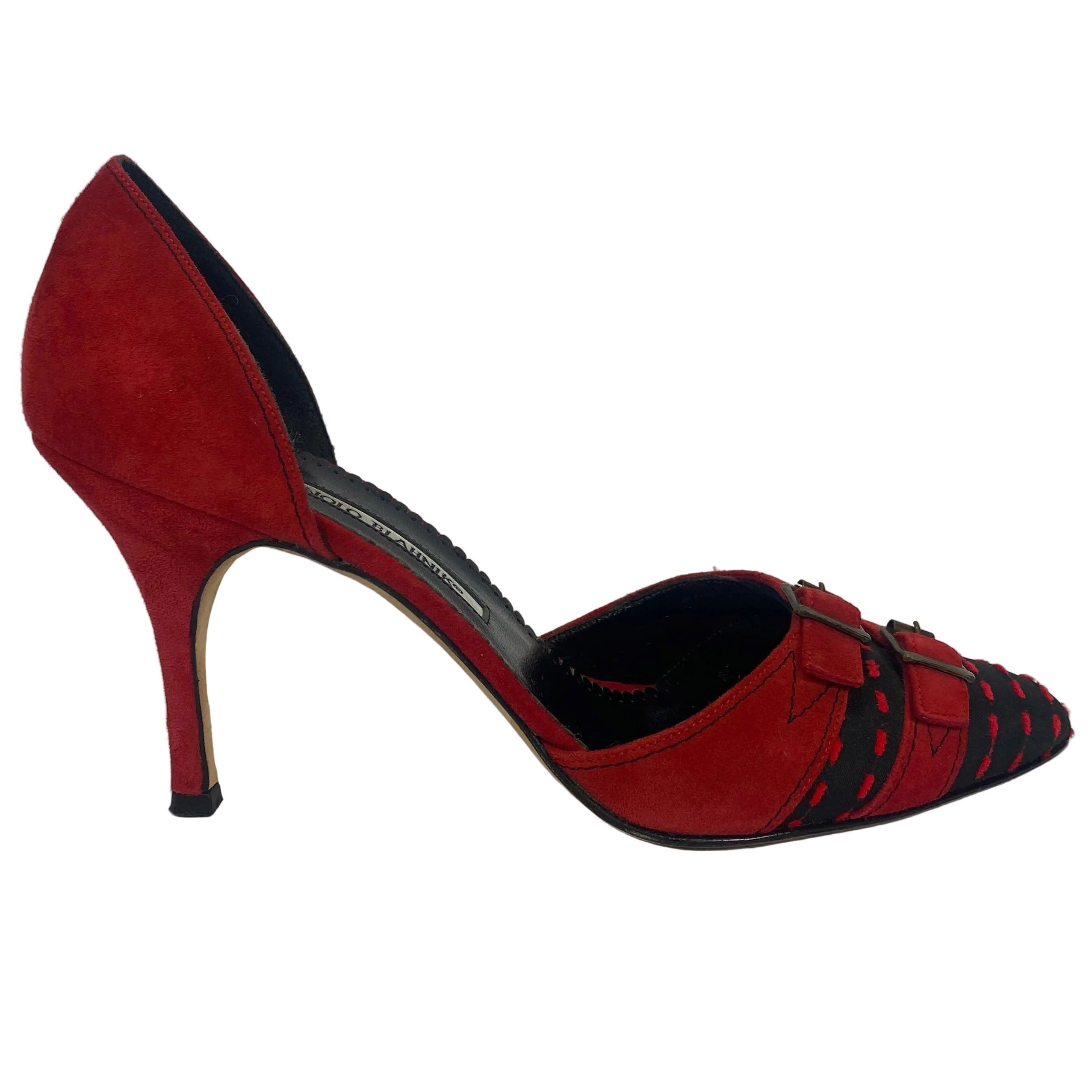 Manolo Blahnik Ruby & Black D'Orsay Heels 39