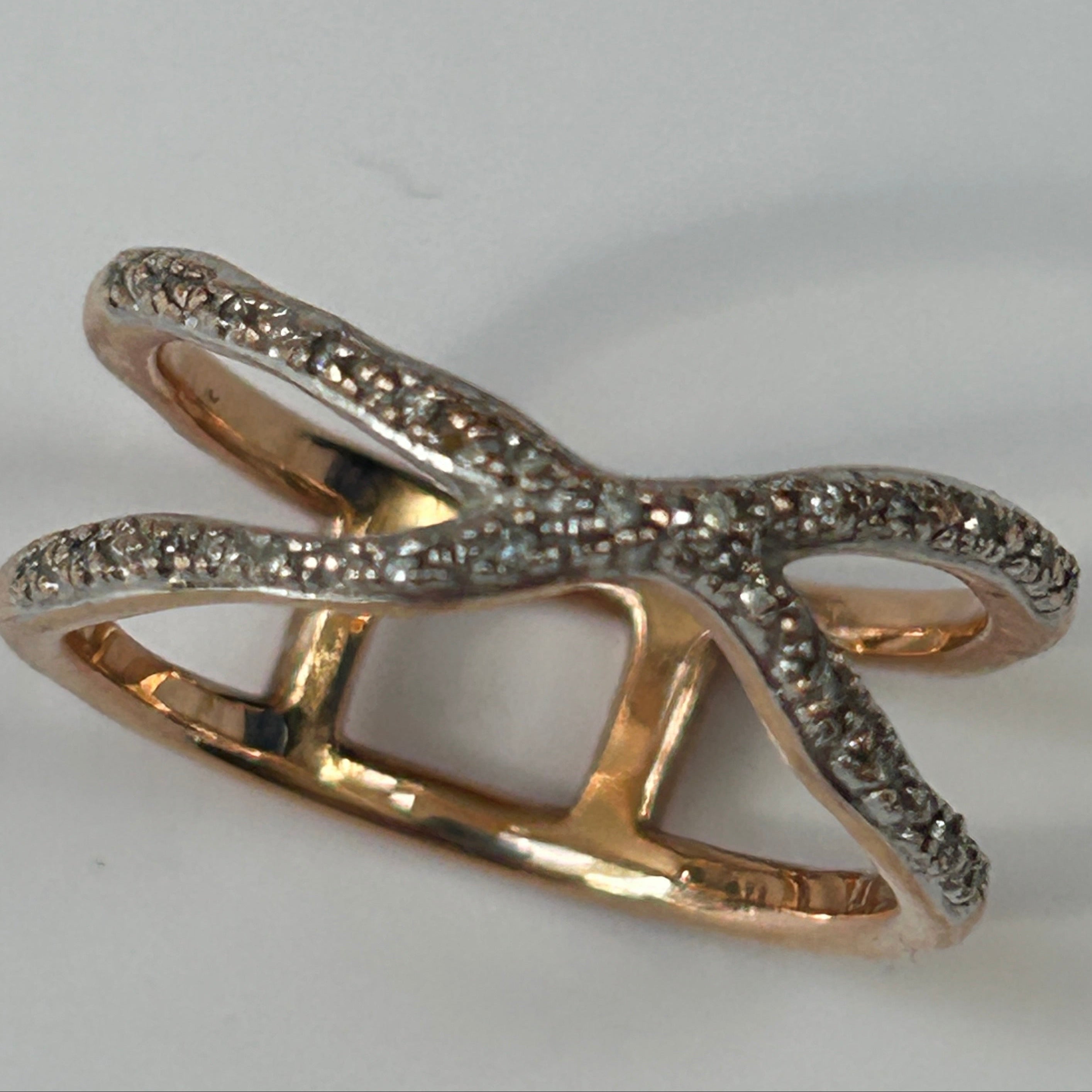 Monica Vinader £250 Gold Vermeil Riva Wave Cross Ring