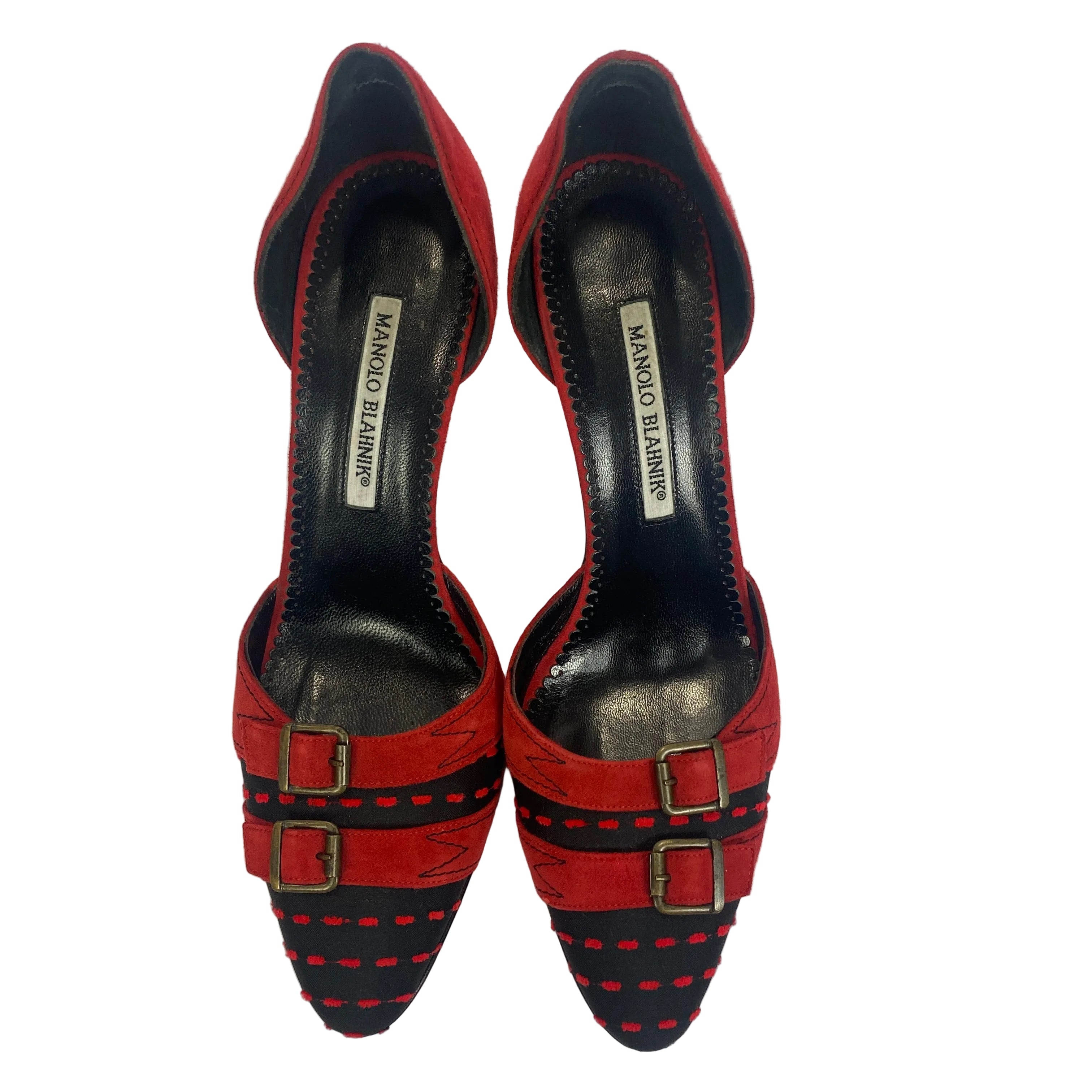 Manolo Blahnik Ruby & Black D'Orsay Heels 39