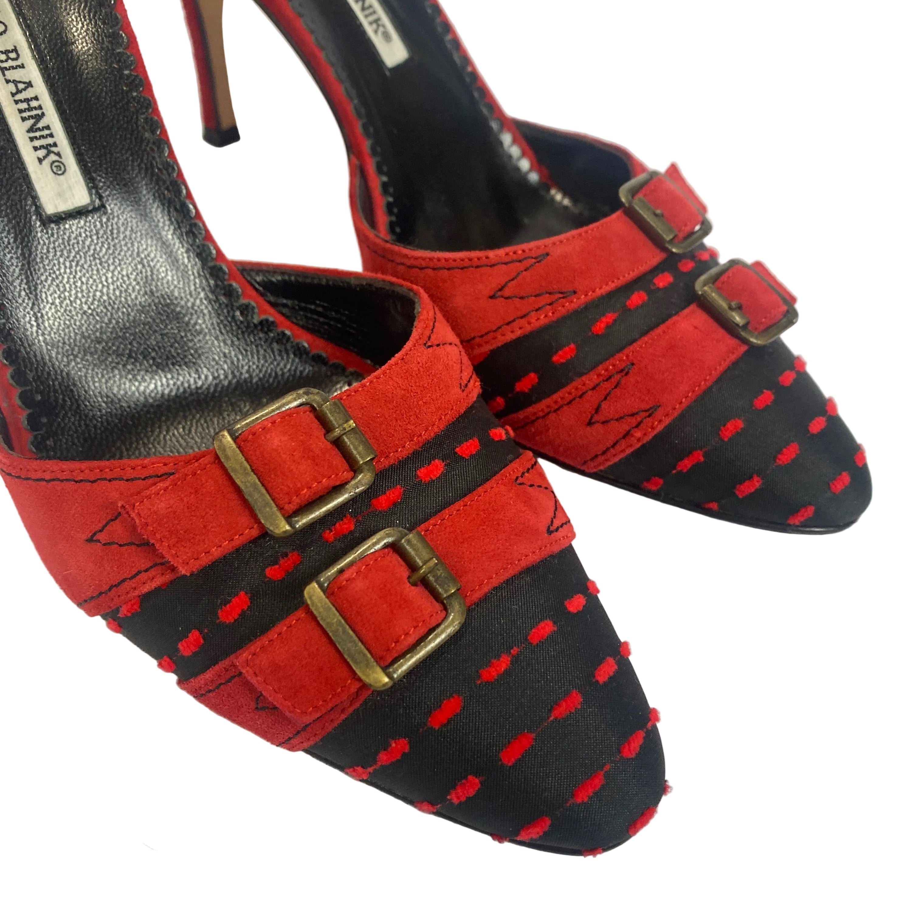 Manolo Blahnik Ruby & Black D'Orsay Heels 39